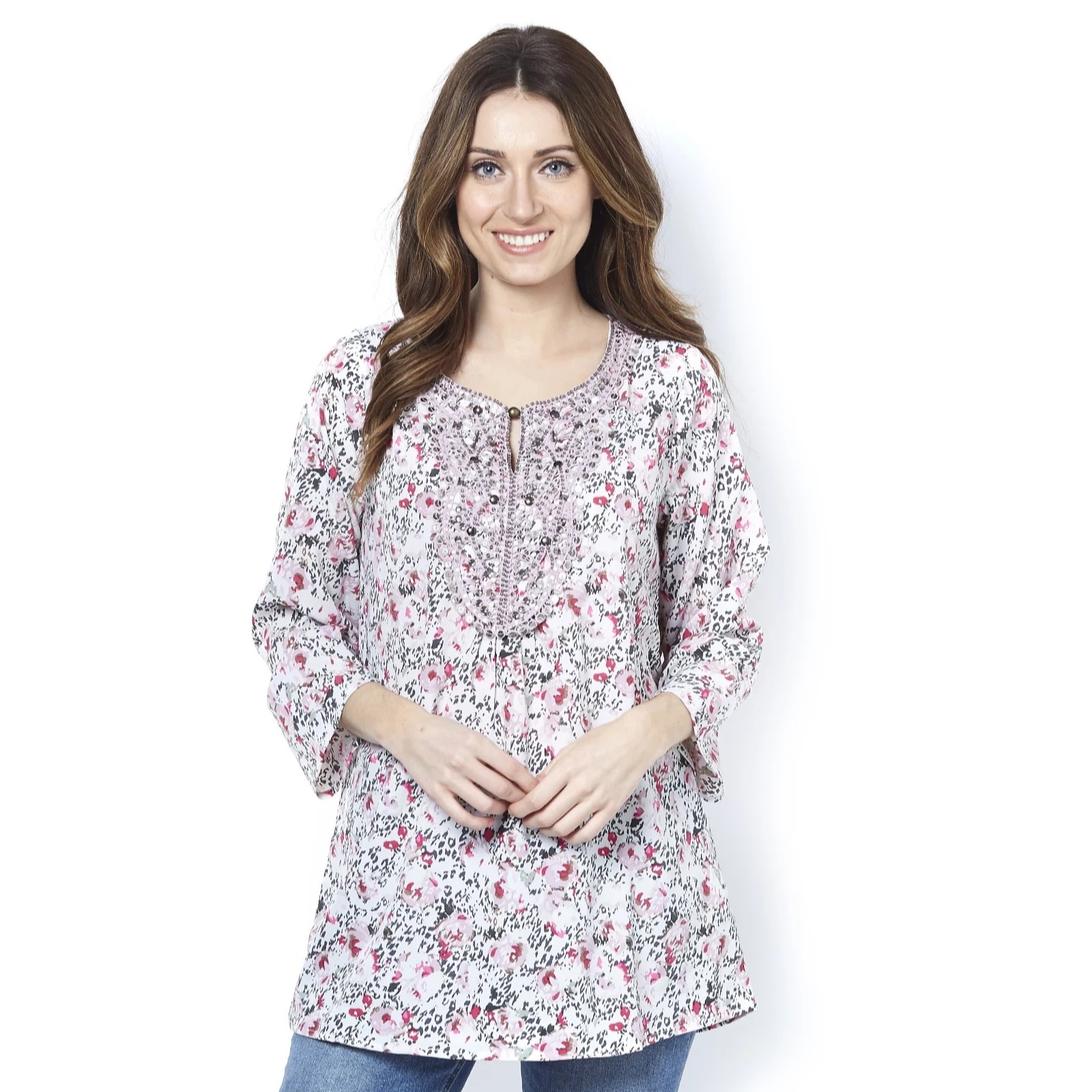 Outlet Together Embellished Floral Print Blouse QVC UK