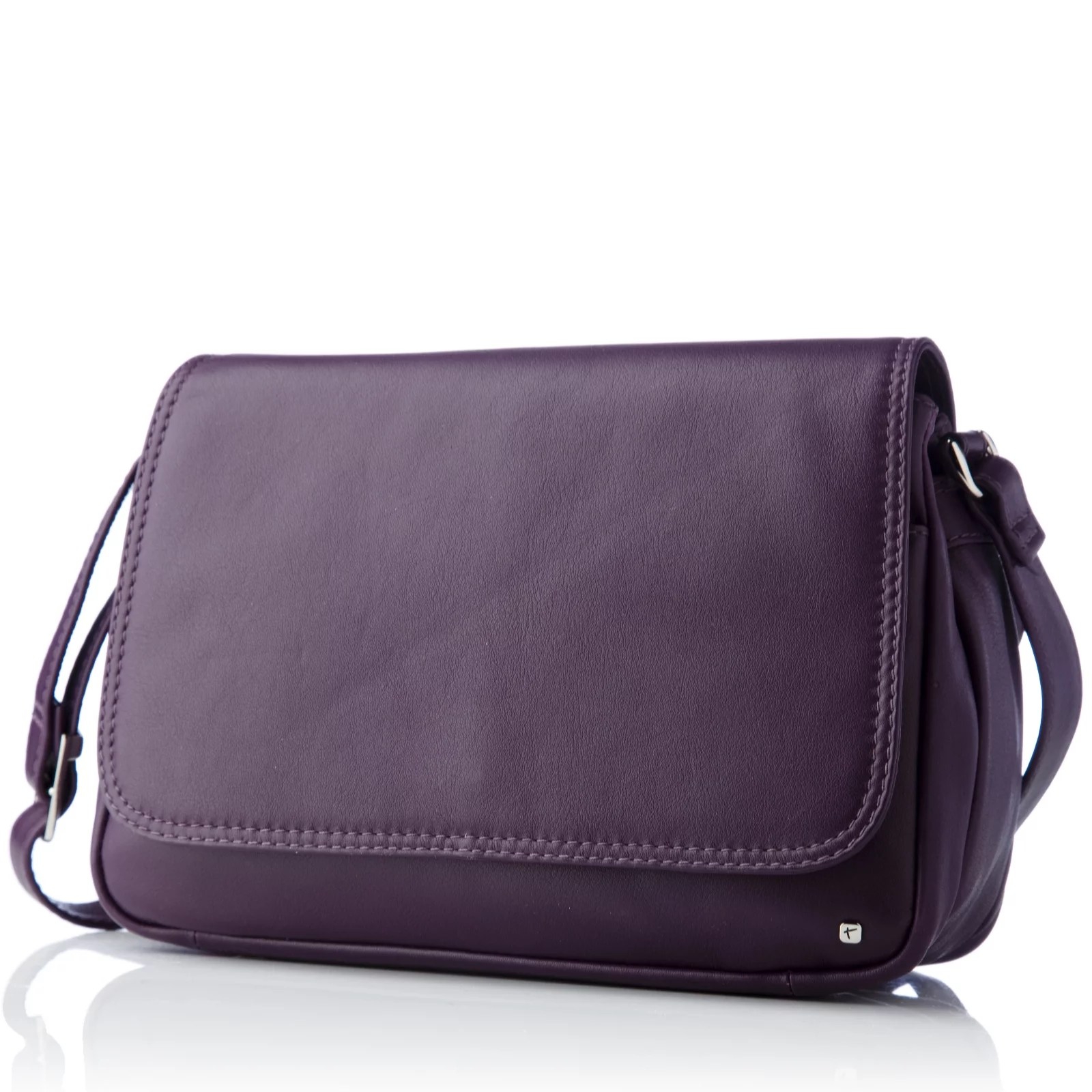 Tula Originals Leather Medium Flapover Cross Body Bag QVC UK