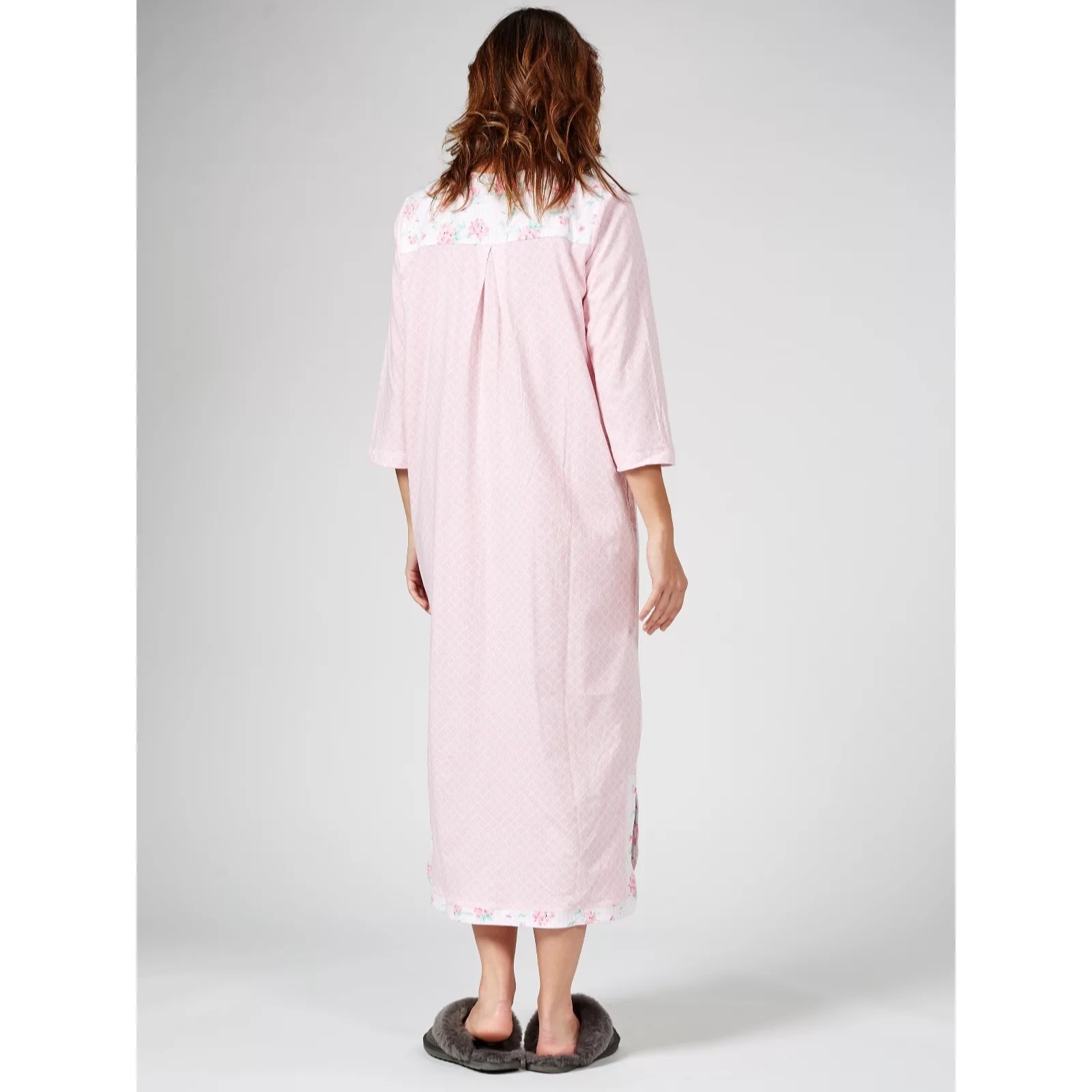 Outlet Carole Hochman Contrast Print Cotton Zip Robe QVC UK