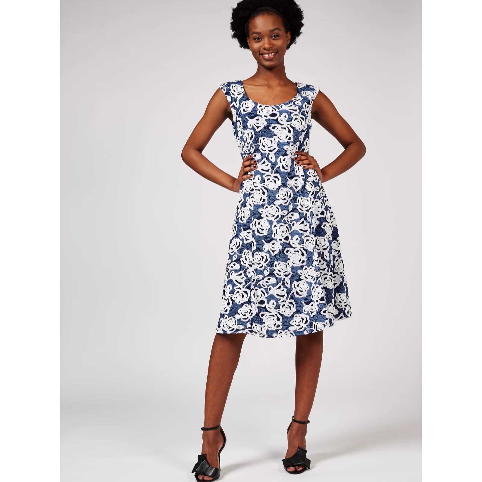 Ronni Nicole Sleeveless Printed Fit & Flare Dress QVC UK