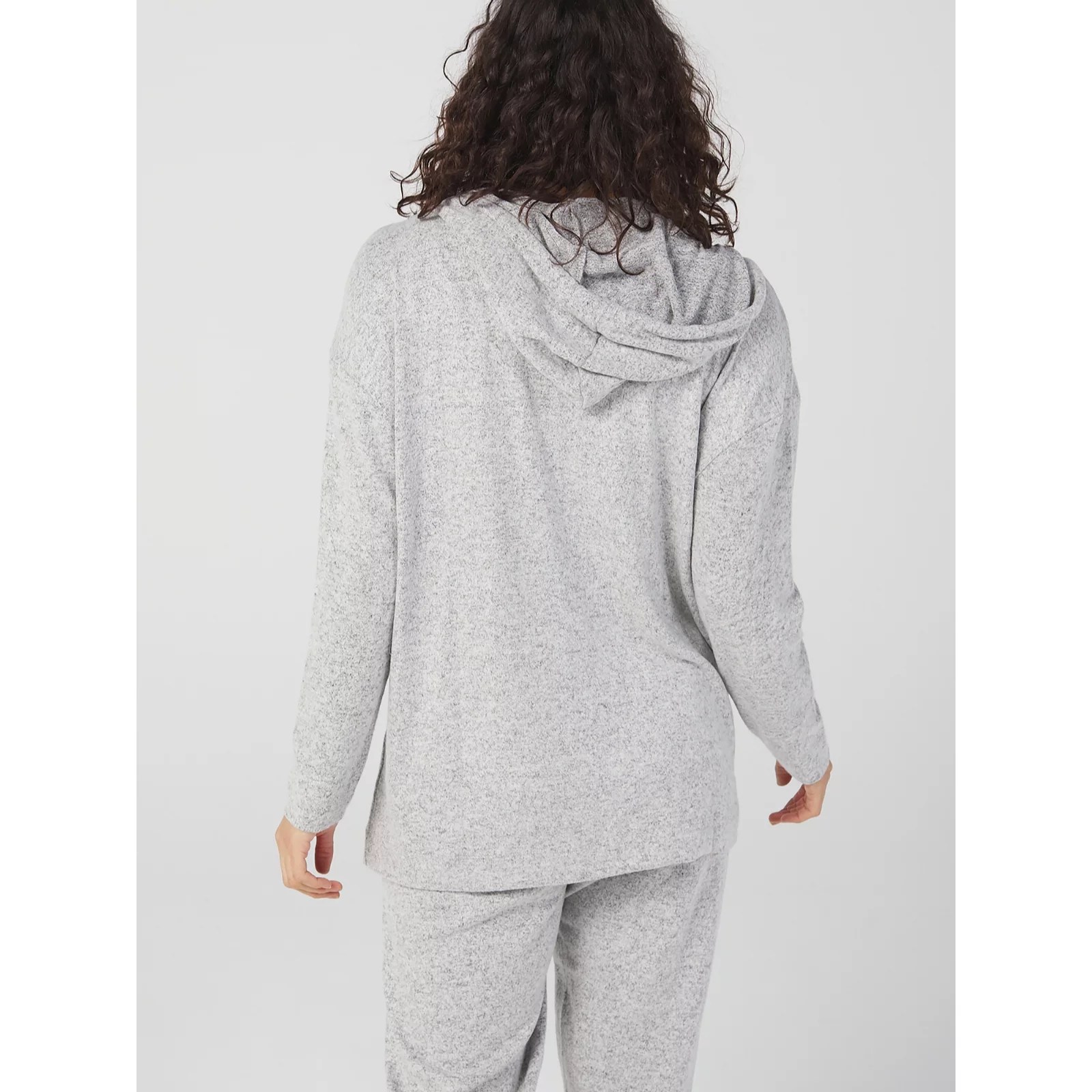 H Halston Studio Light Knit Zip Up Hooded Top QVC UK