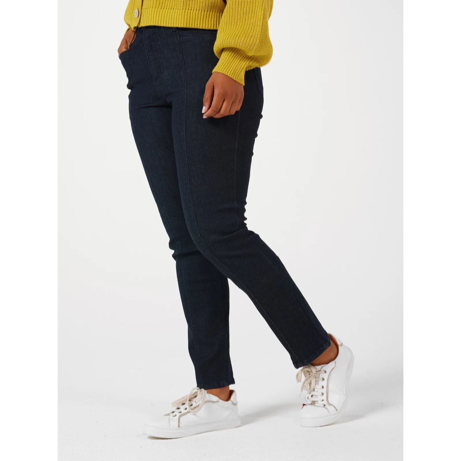 Marla Wynne Denim Seamed Straight Leg Jean Petite QVC UK