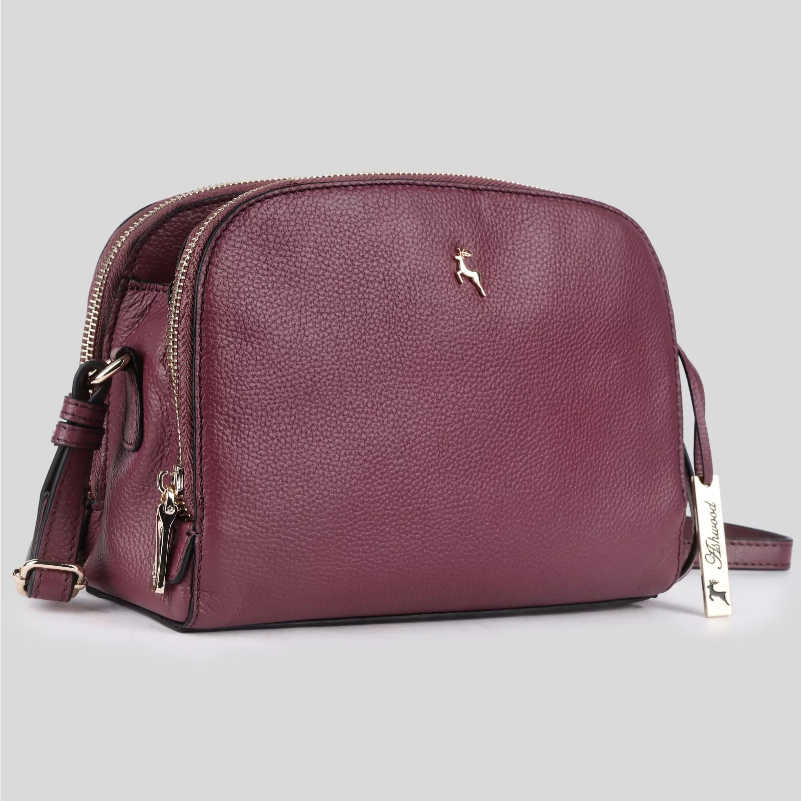Ashwood Double Compartment Leather Crossbody Bag QVC UK