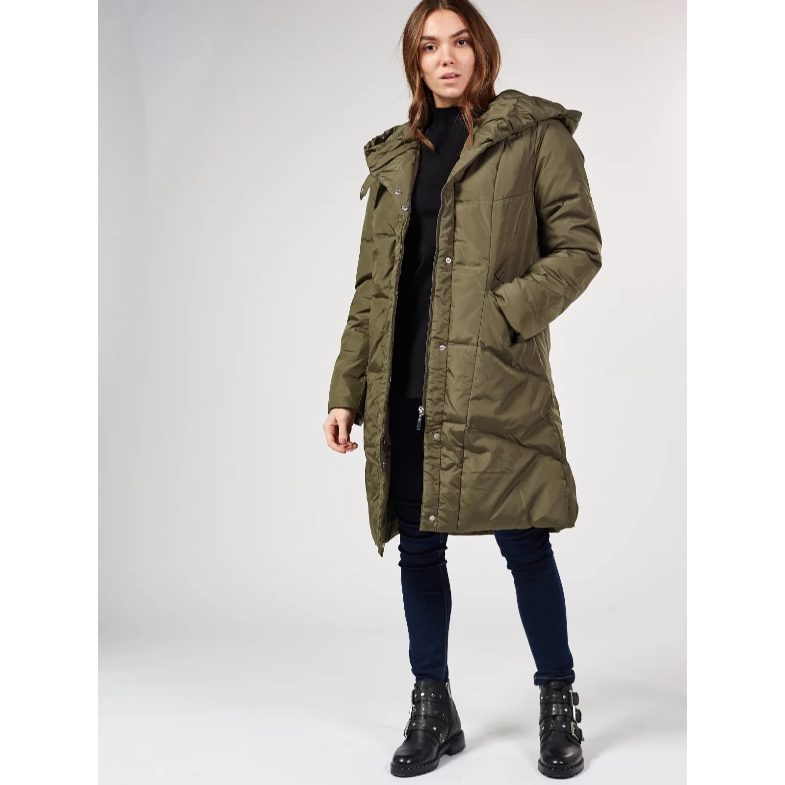 Centigrade Machine Washable Feather & Down Hooded Coat QVC UK