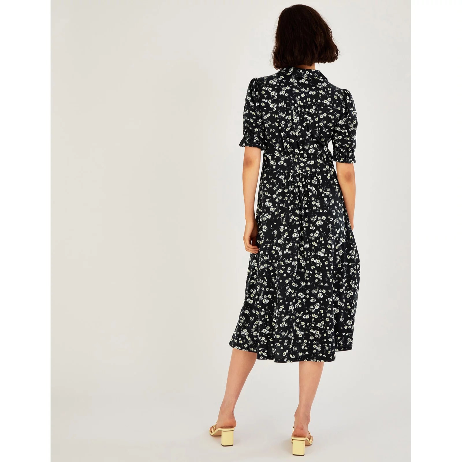Outlet Monsoon Abi Black Ditsy Jersey Shirt Dress QVC UK