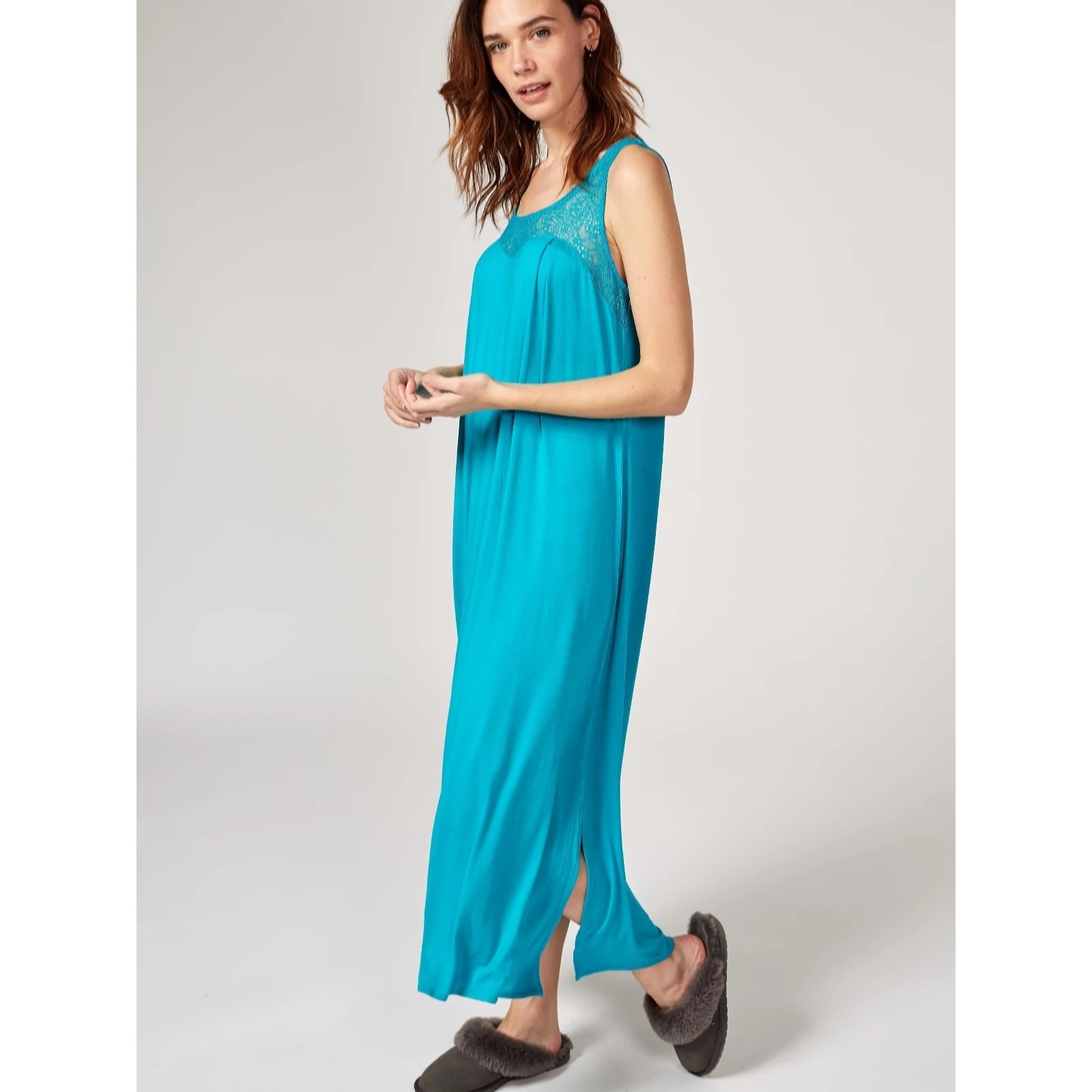 Outlet Carole Hochman Long Nightdress with Lace Yoke QVC UK