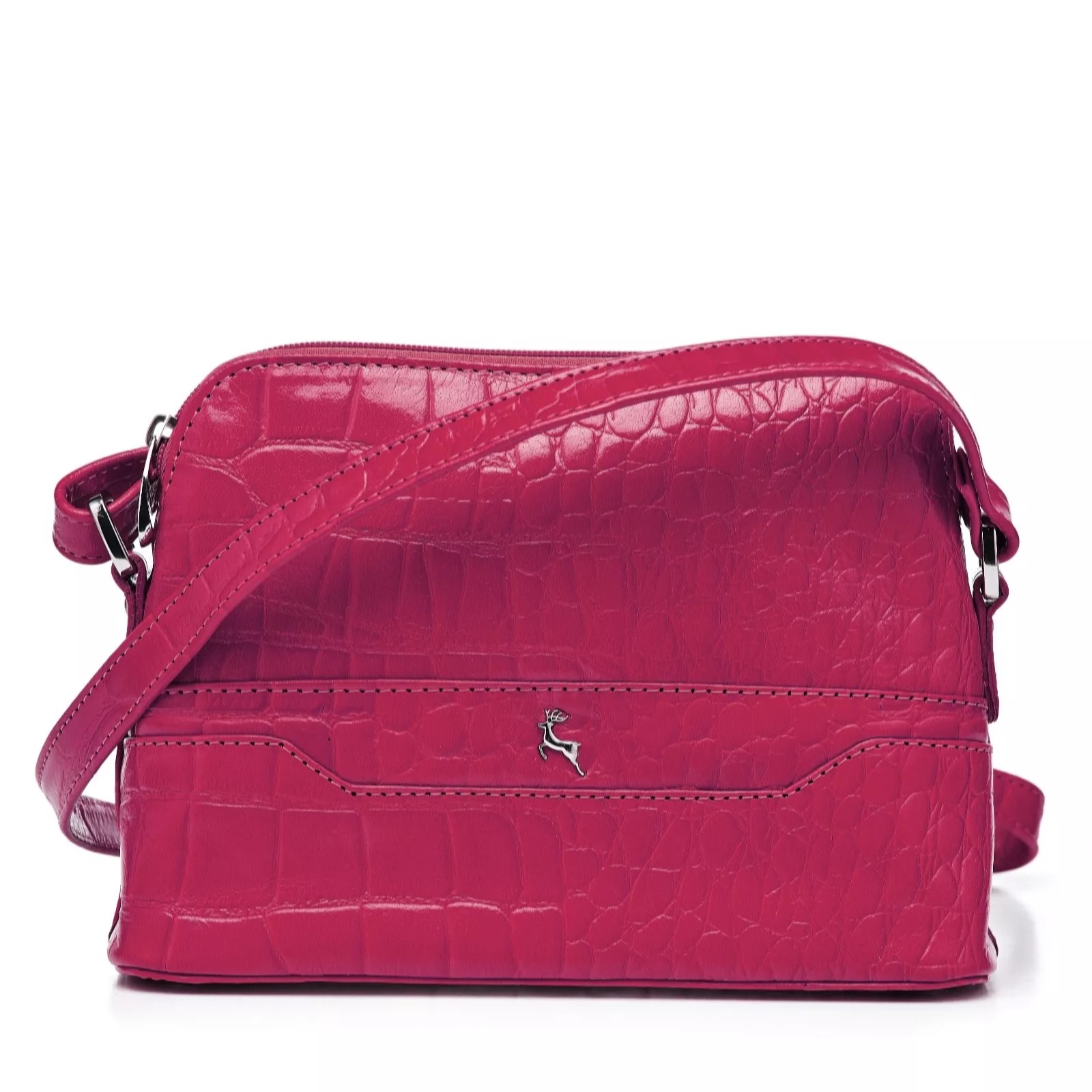 Ashwood Leather Croc Effect Crossbody Bag QVC UK