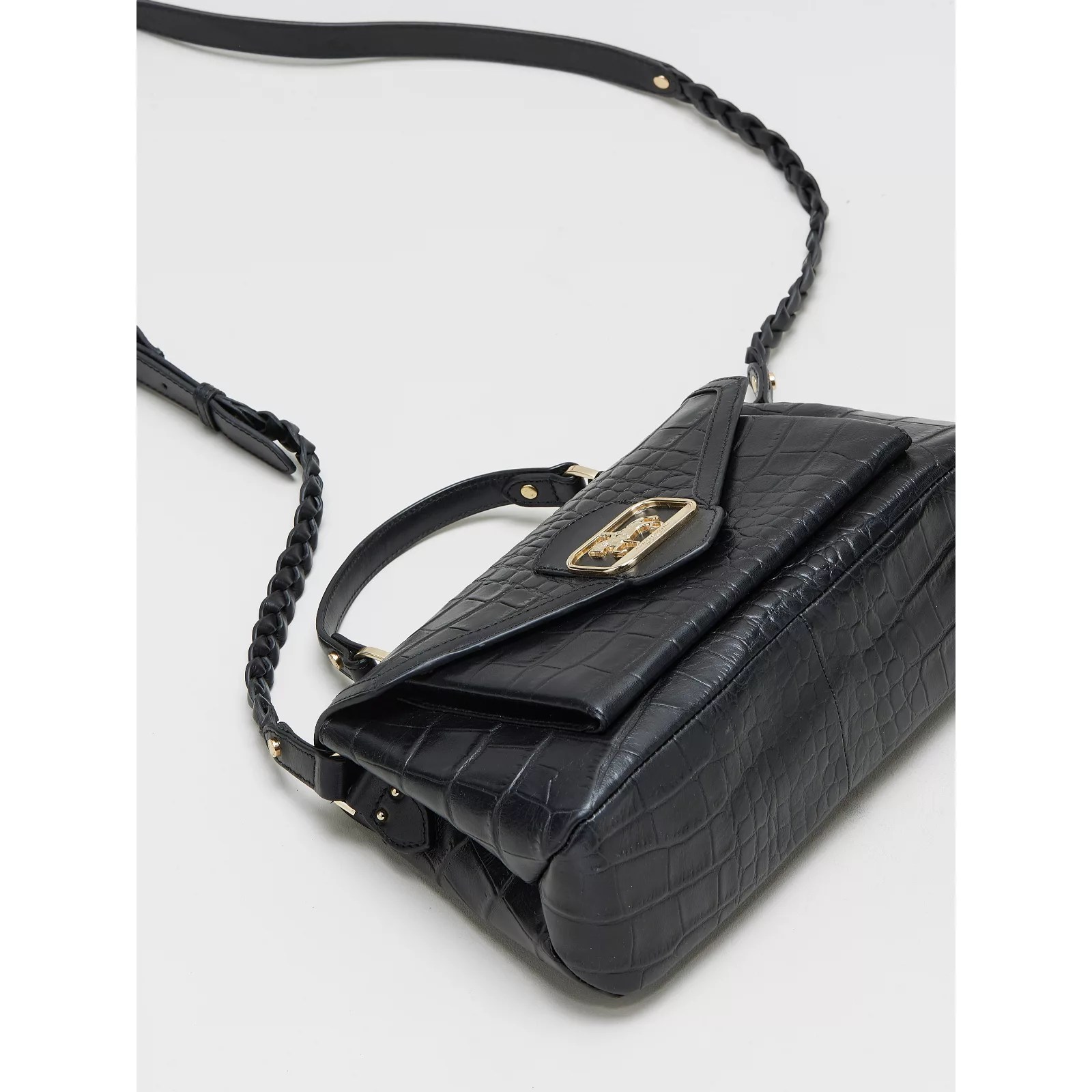 Outlet Paul Costelloe Croc Leather Multiway Satchel Bag QVC UK