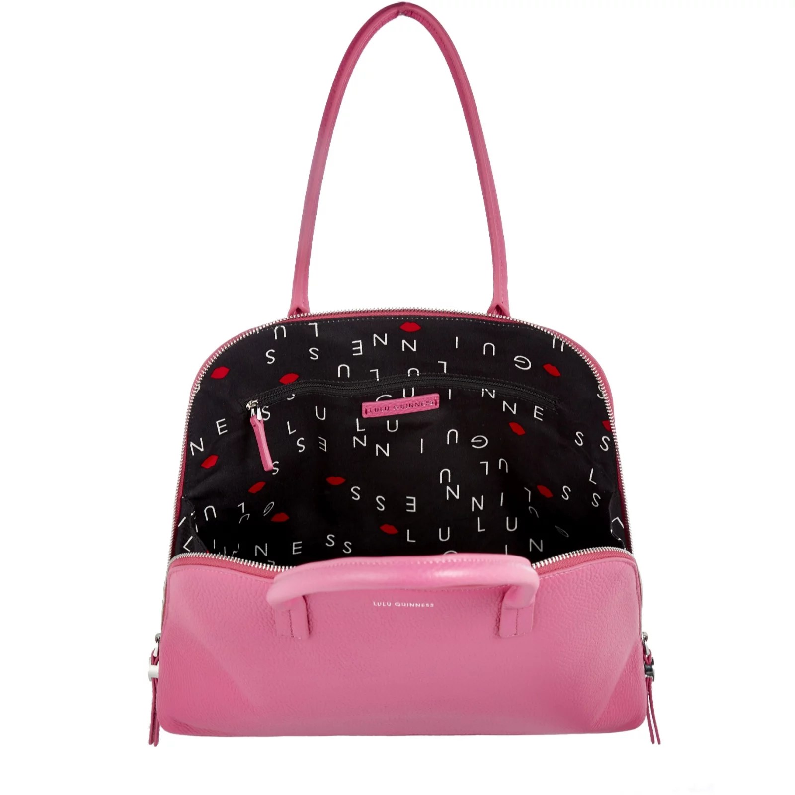 Lulu Guinness Large Bobbi Grainy Leather Shoulder Bag QVC UK