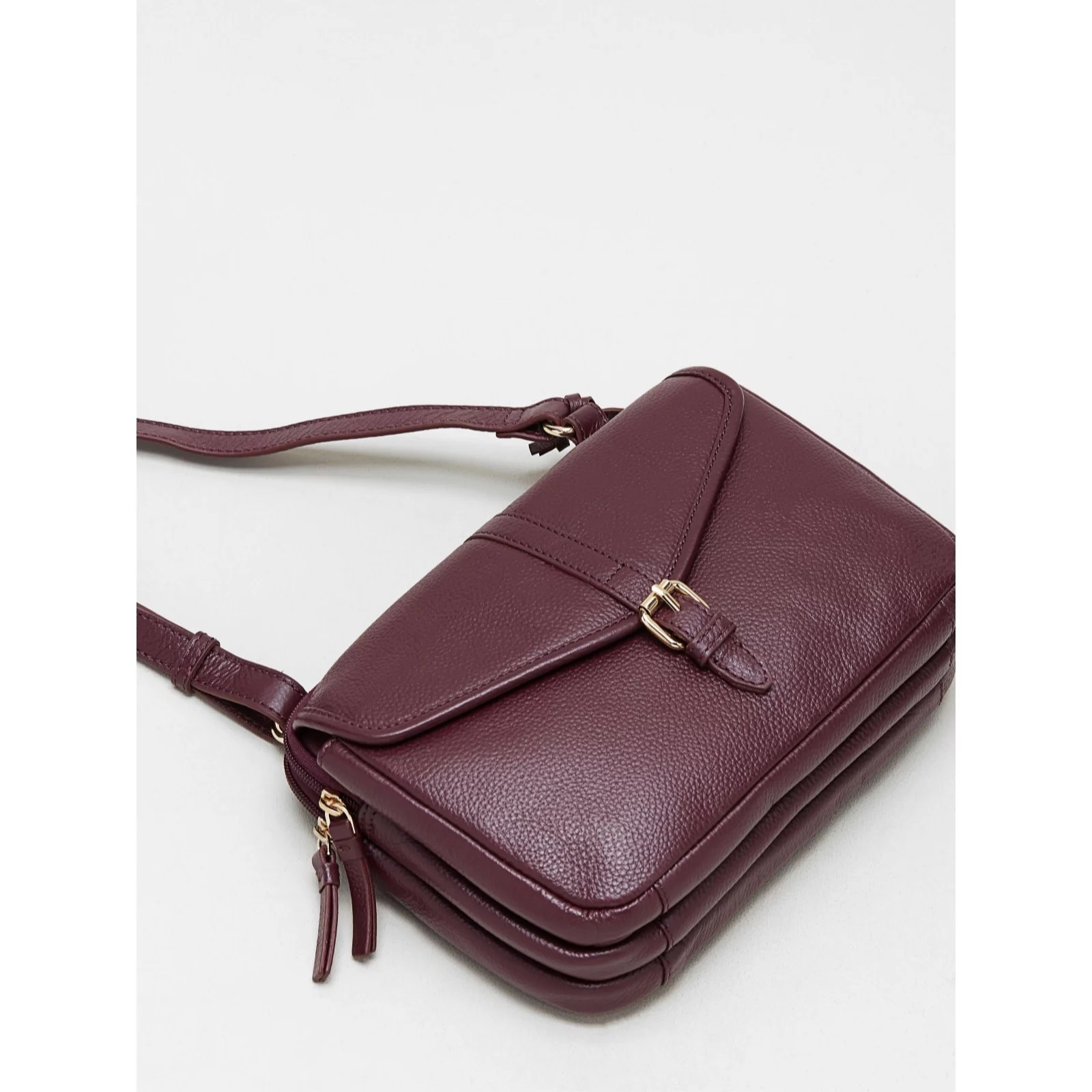 Outlet Ashwood Buckle Pocket Leather Crossbody Bag QVC UK