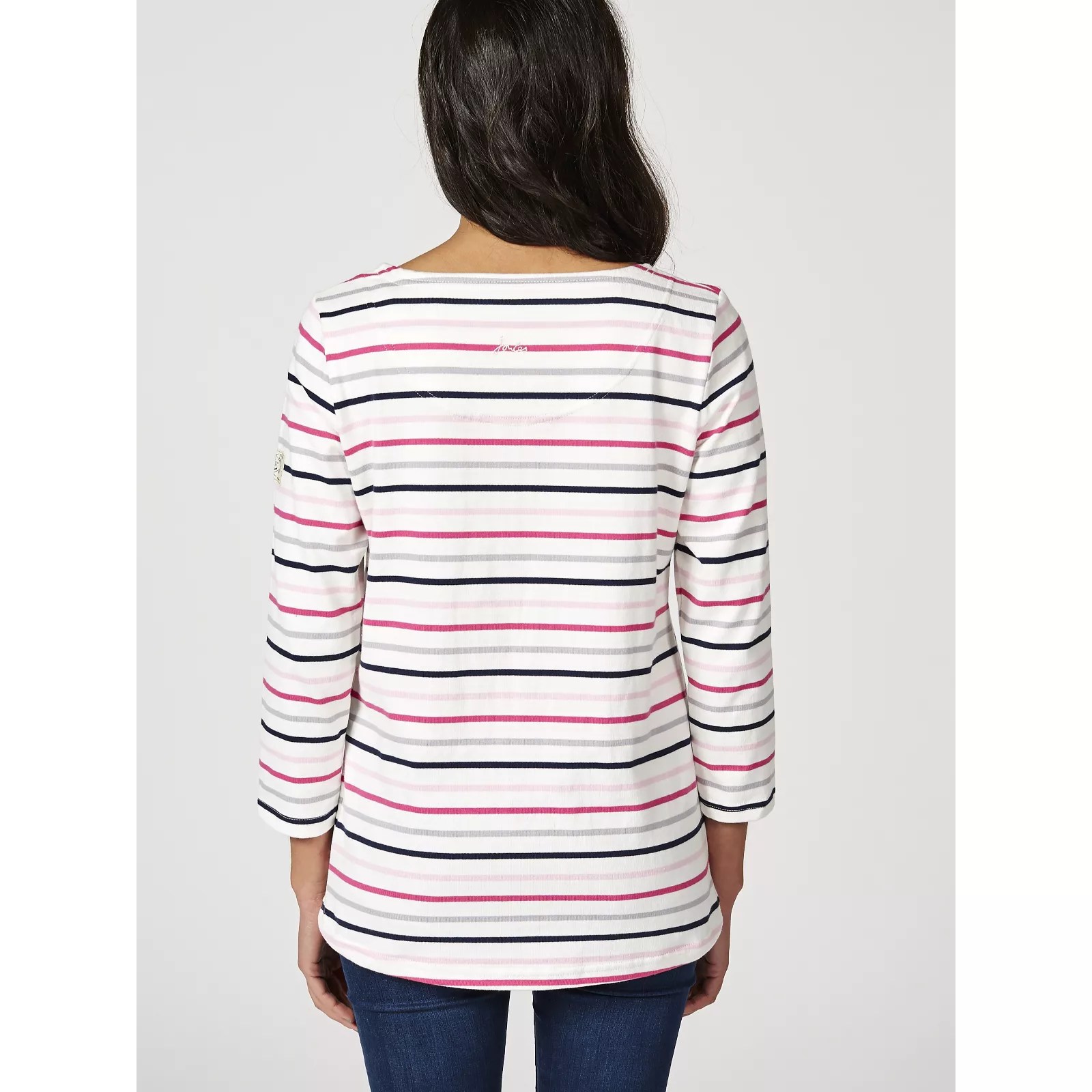 Joules Striped Harbour Top with 3/4 Sleeve QVC UK