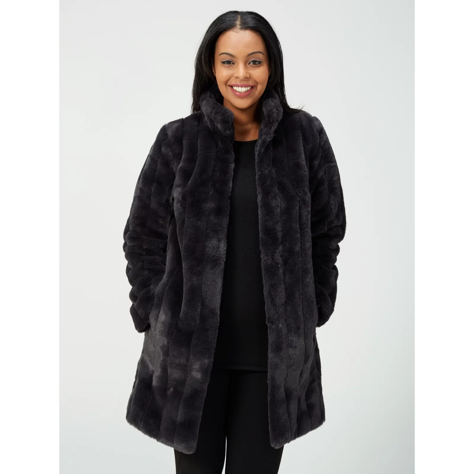 Centigrade Shawl Collar Faux Fur Coat QVC UK