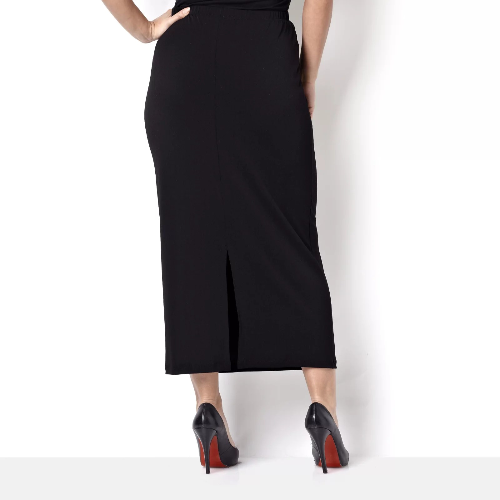 Kim & Co Petite Stretch Crepe Long Skirt with Back Split QVC UK