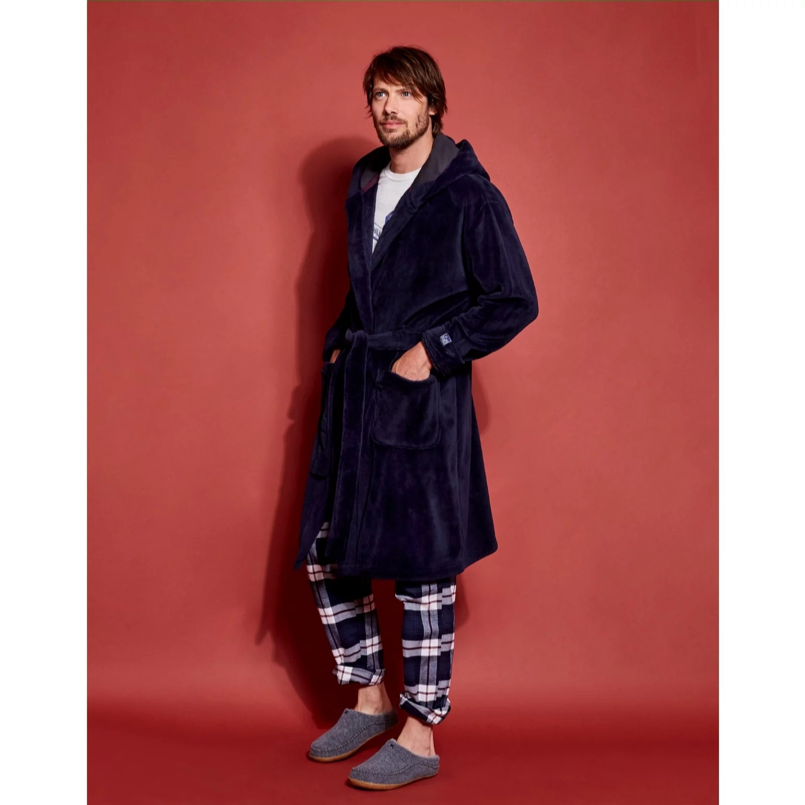 Joules Mens Cosytime Hooded Dressing Gown QVC UK
