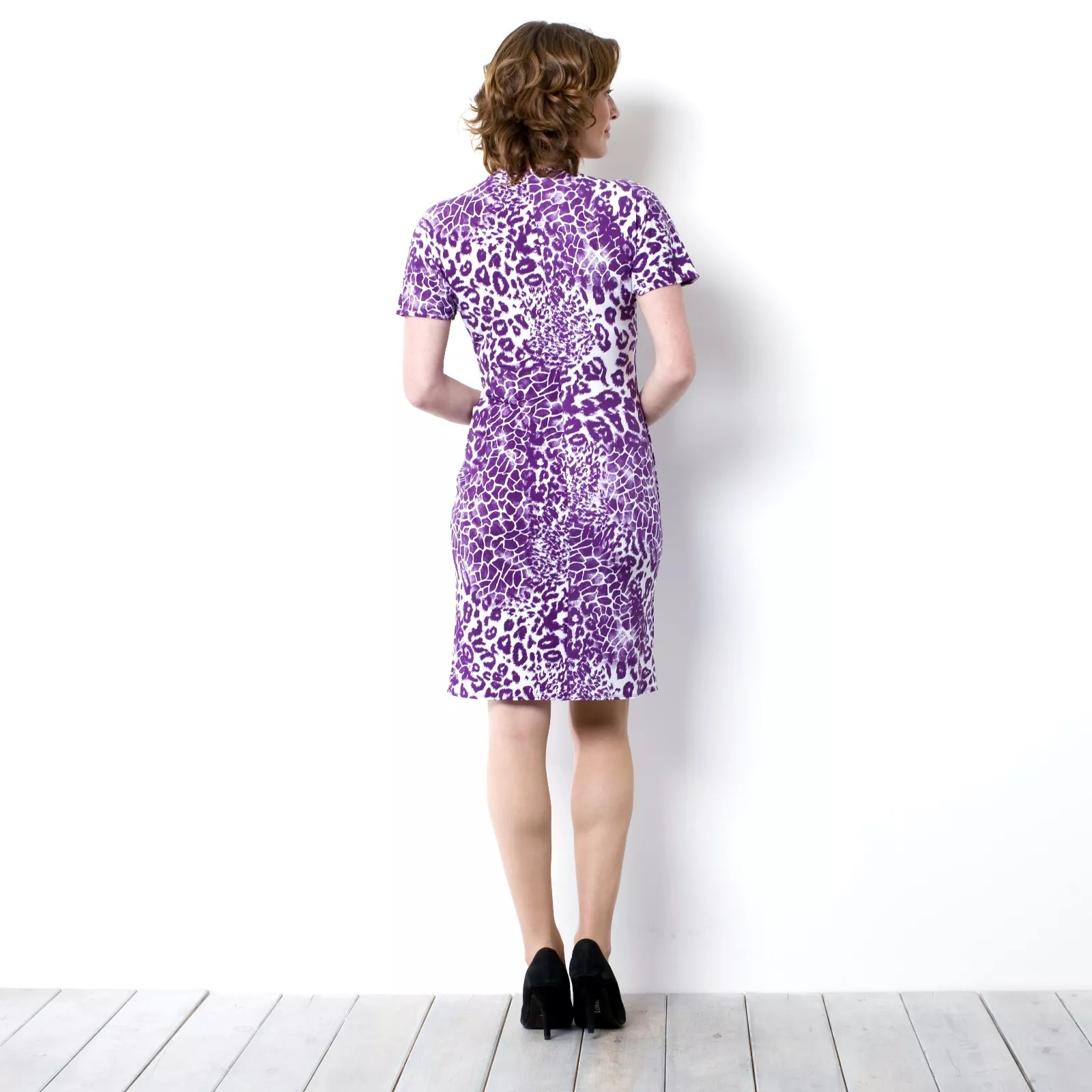 Kim & Co Monochrome Animal Print Angel Sleeve Wrap Dress QVC UK