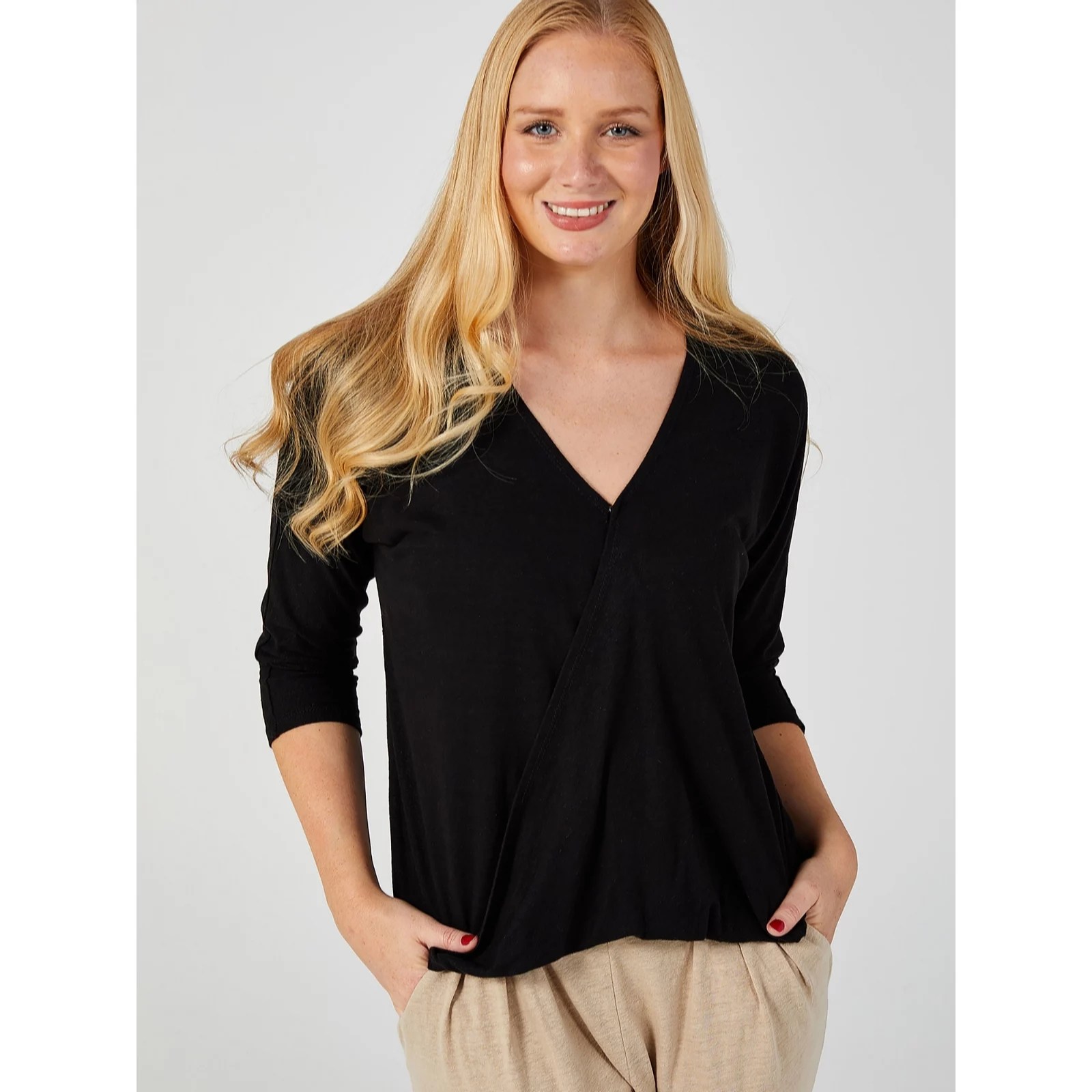 Outlet MarlaWynne Linen Jersey Twist Top QVC UK