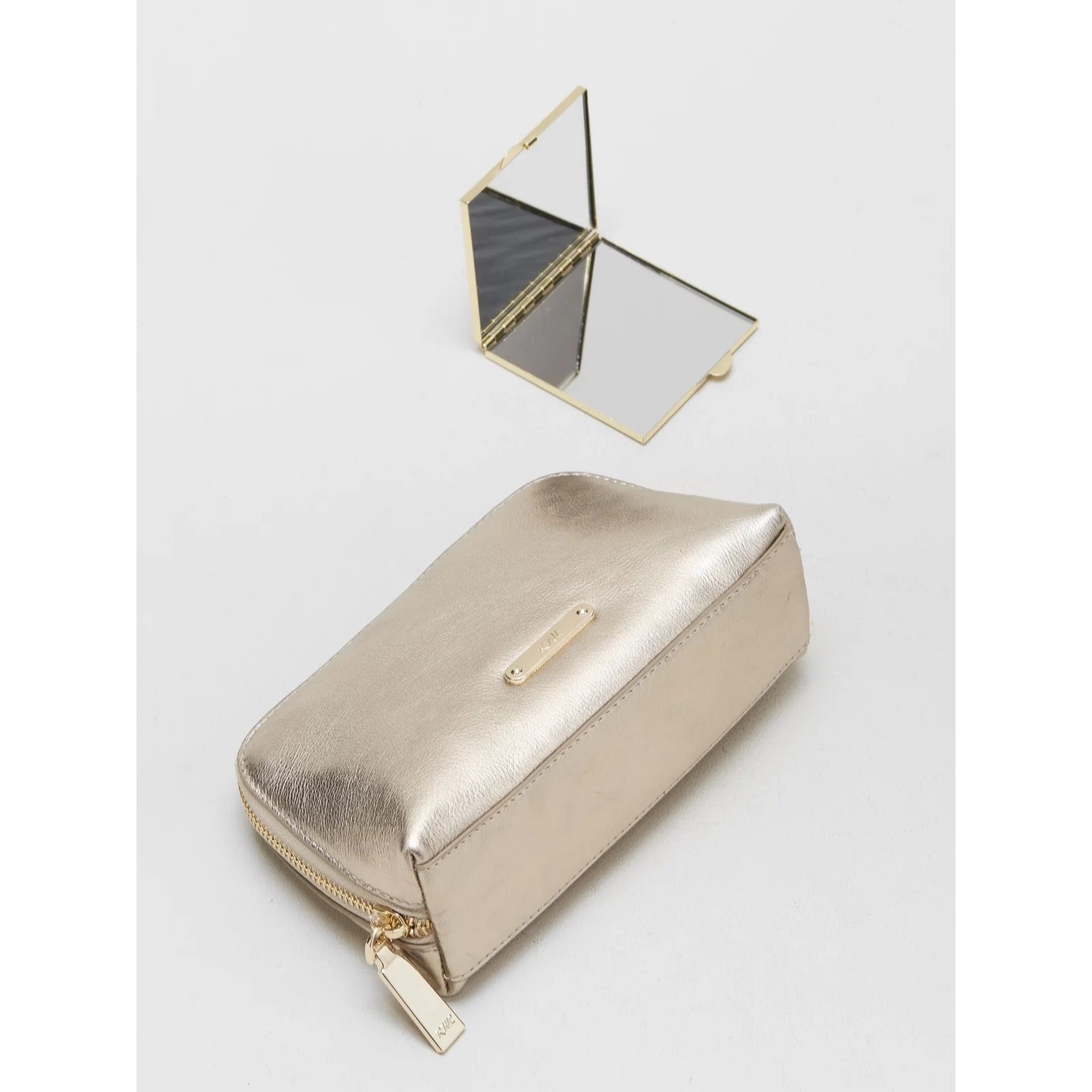 Outlet Ruth Langsford Leather Makeup Pouch with Mirror QVC UK