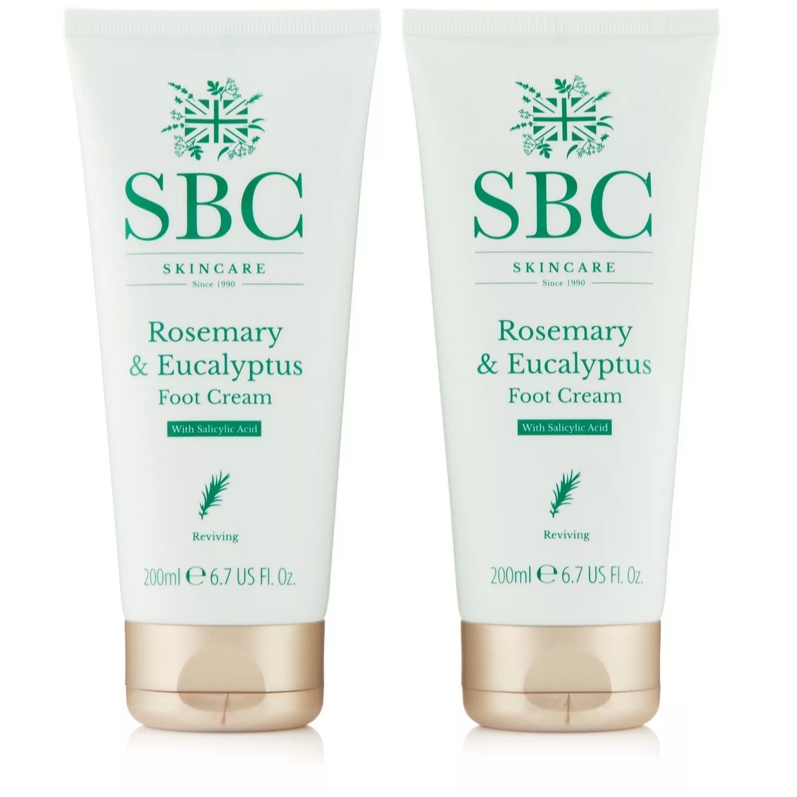 SBC Rosemary & Eucalyptus Foot Cream 200ml Duo QVC UK