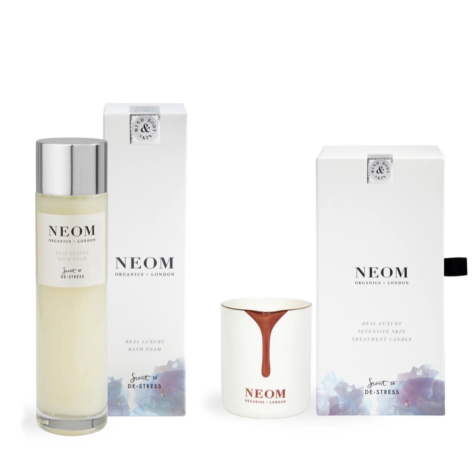 Neom Real Luxury Intensive Skin Treatment Candle & Bath Foam 200ml QVC UK