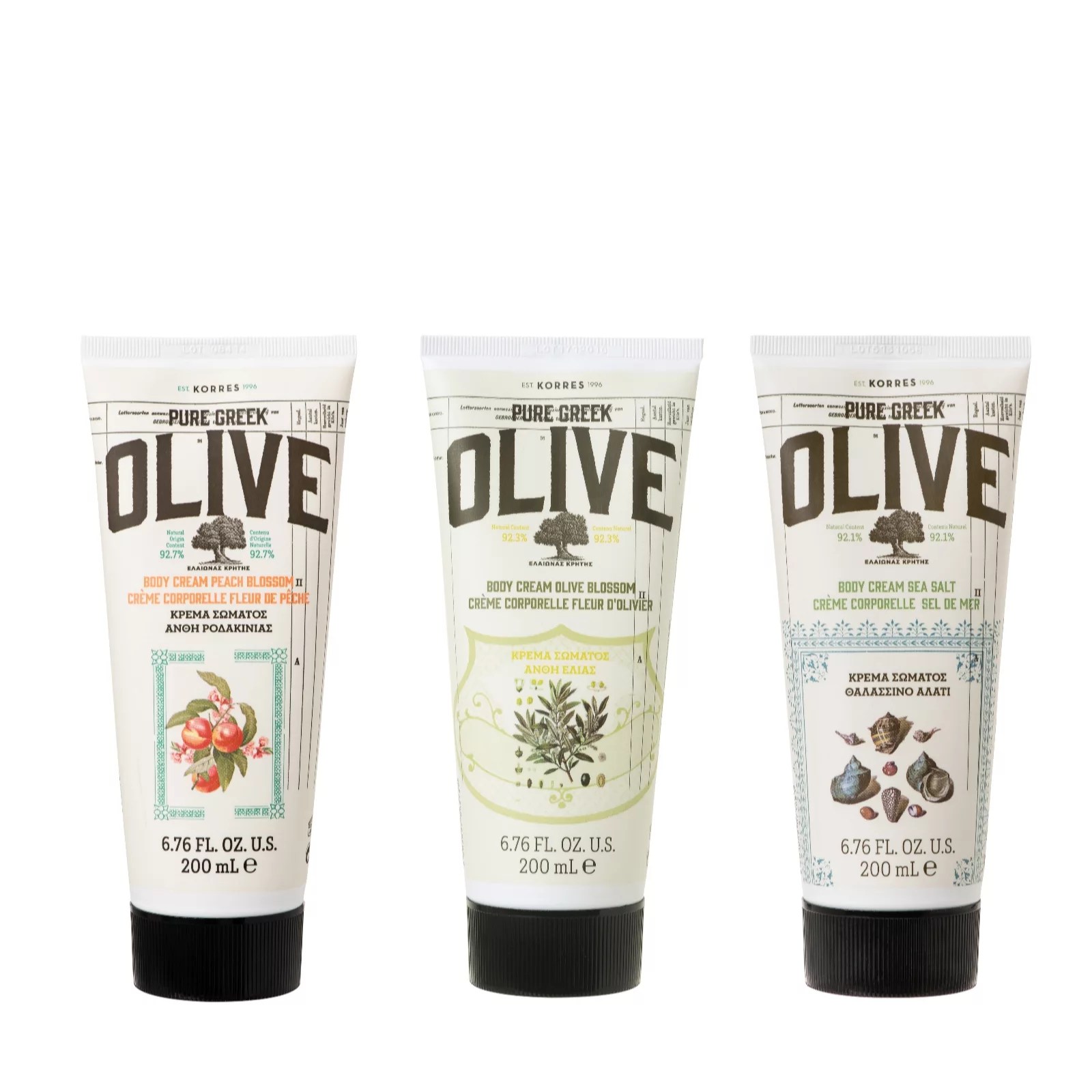 Korres Pure Greek Olive Oil AntiWrinkle Body Cream Trio 200ml QVC UK