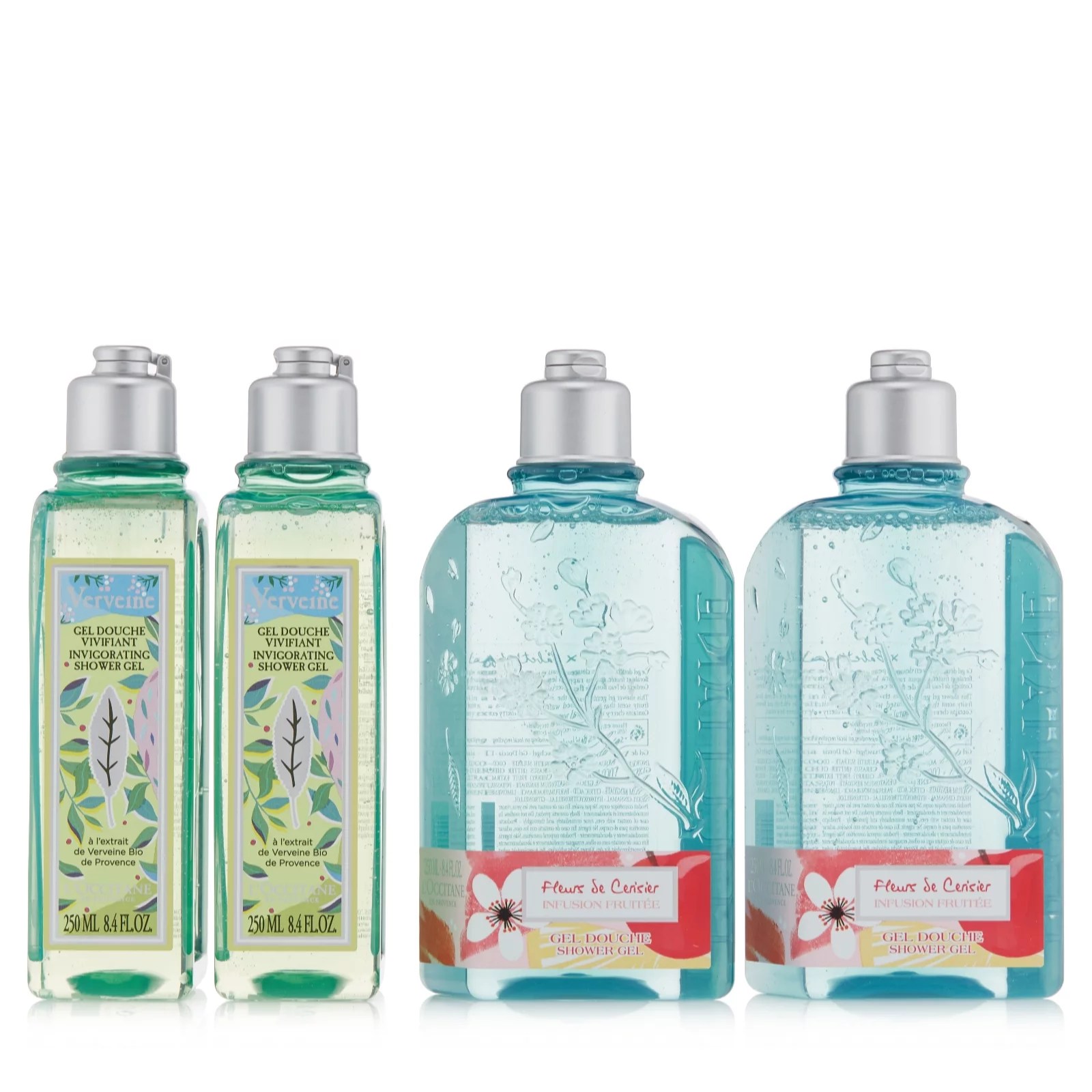 L'Occitane Fresh & Floral 4 Piece Shower Gel Collection 250ml QVC UK
