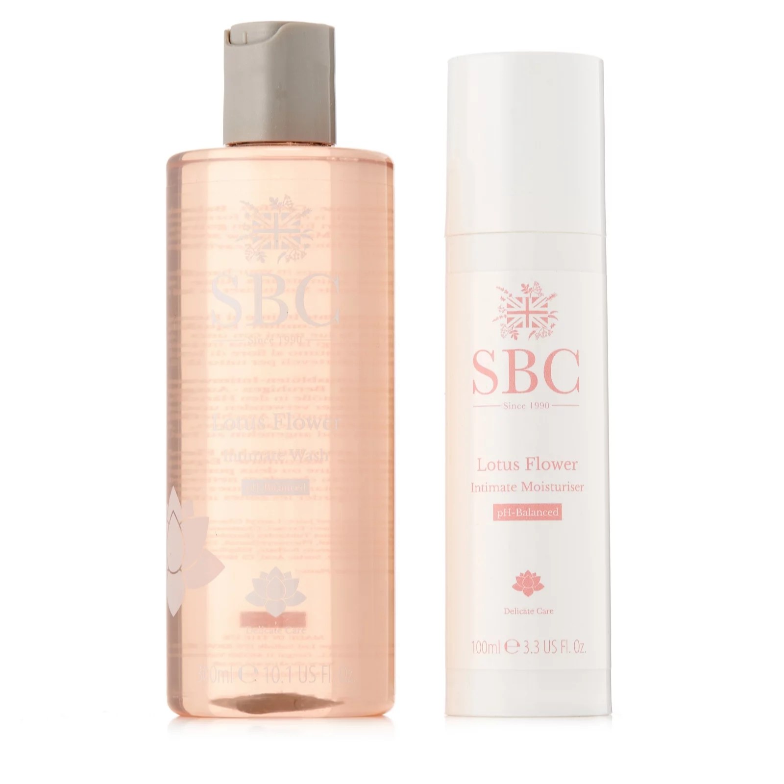 SBC Lotus Flower Intimate Wash & Moisturiser 2 Piece Collection QVC UK