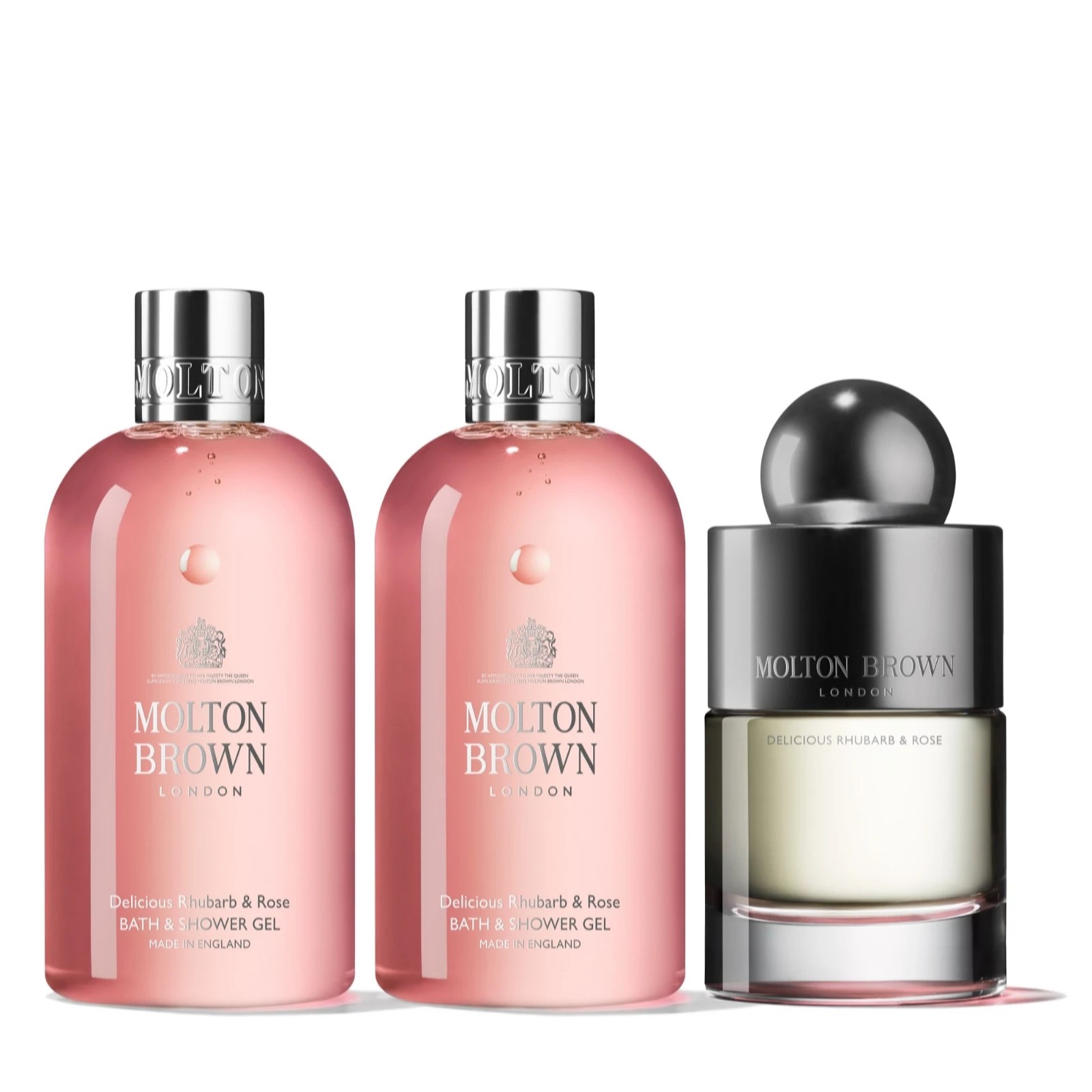 Molton Brown 3 Piece Rhubarb & Rose Body & Fragrance Set QVC UK