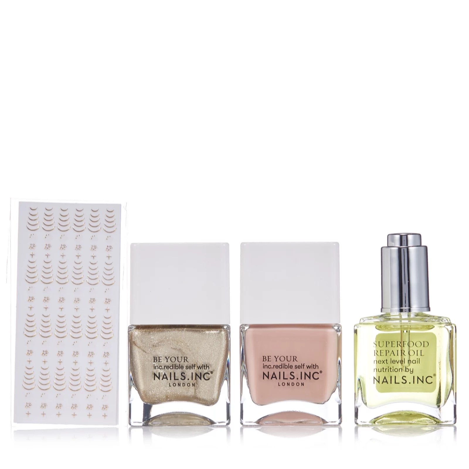 Nails Inc My Golden Hour Nail Polish Duo with Superfood Repair Oil QVC UK