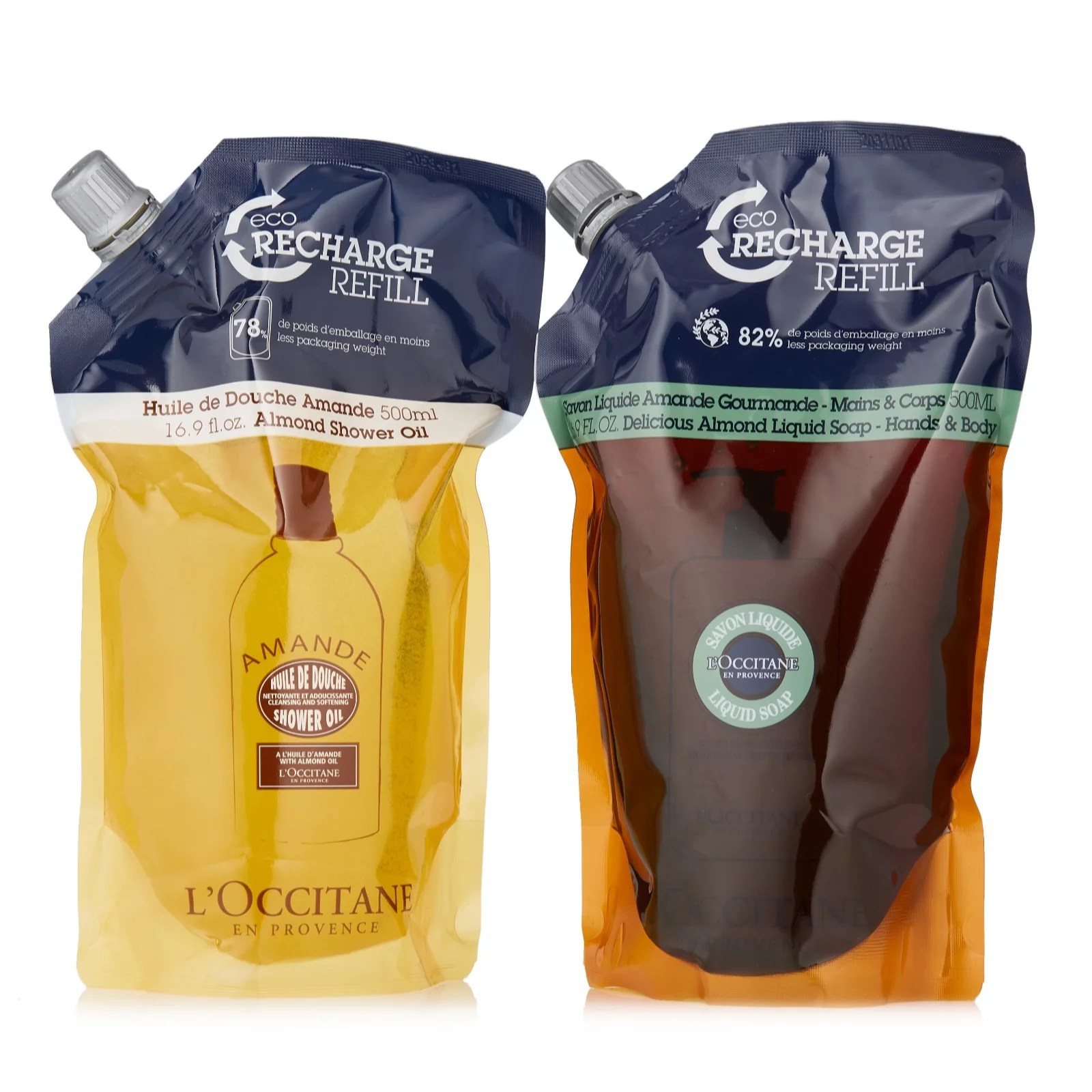 L'Occitane 2 Piece Almond Refill 500ml Body Set QVC UK