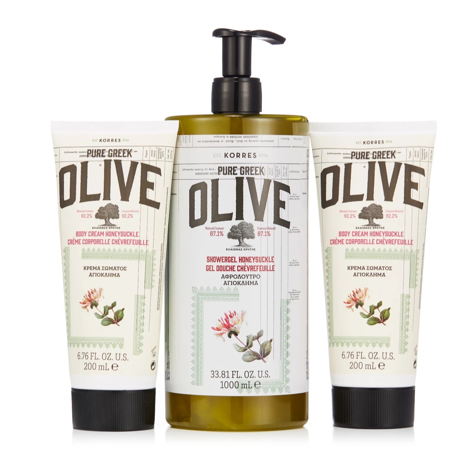 Korres Pure Greek Olive Oil 3 Piece Top to Toe System QVC UK