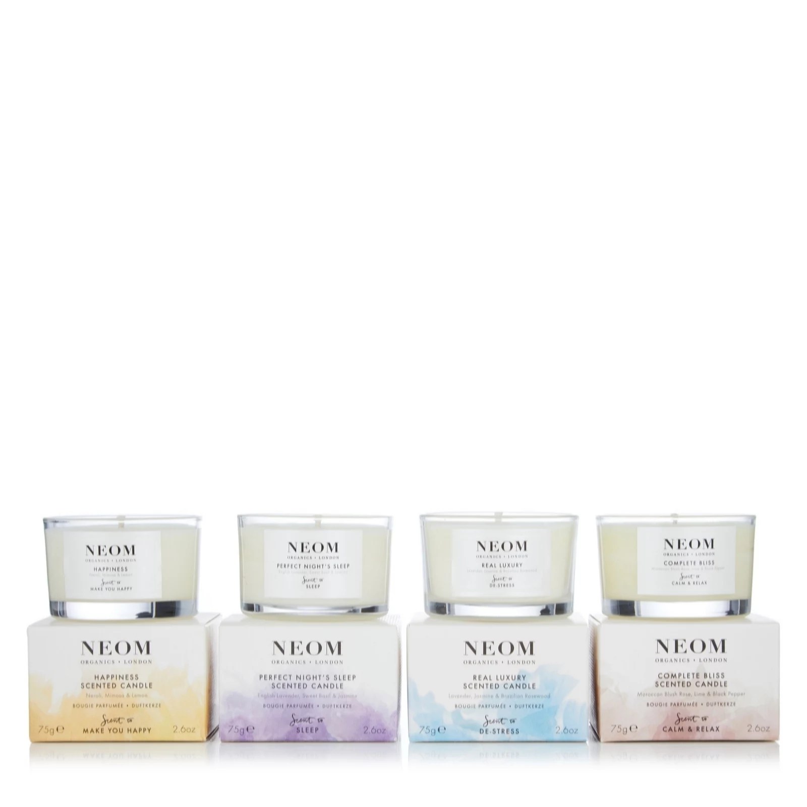 Neom 4 Piece Total Wellbeing Discovery Candle Collection QVC UK