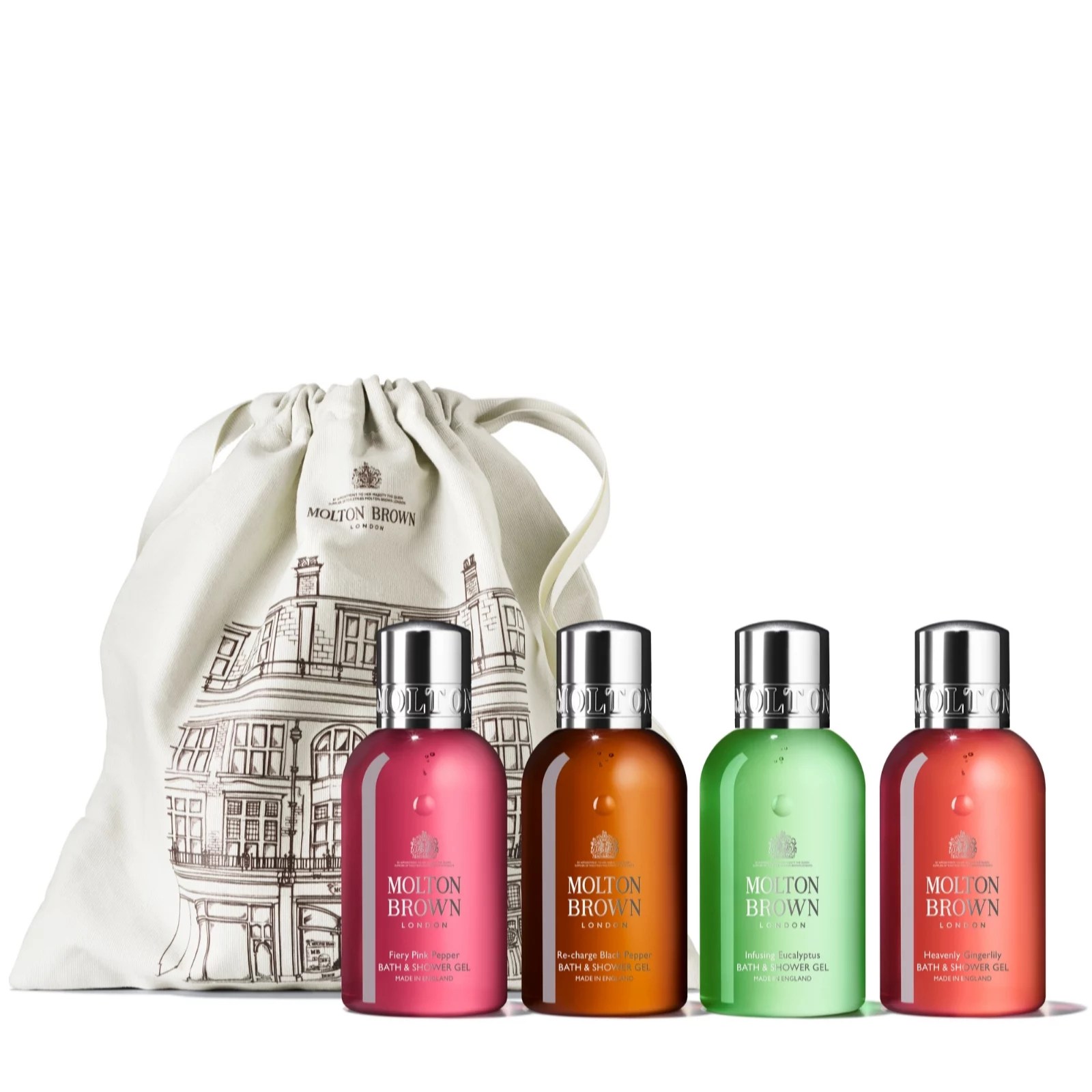 Molton Brown 4 Piece Body Wash 100ml Set with Bag QVC UK