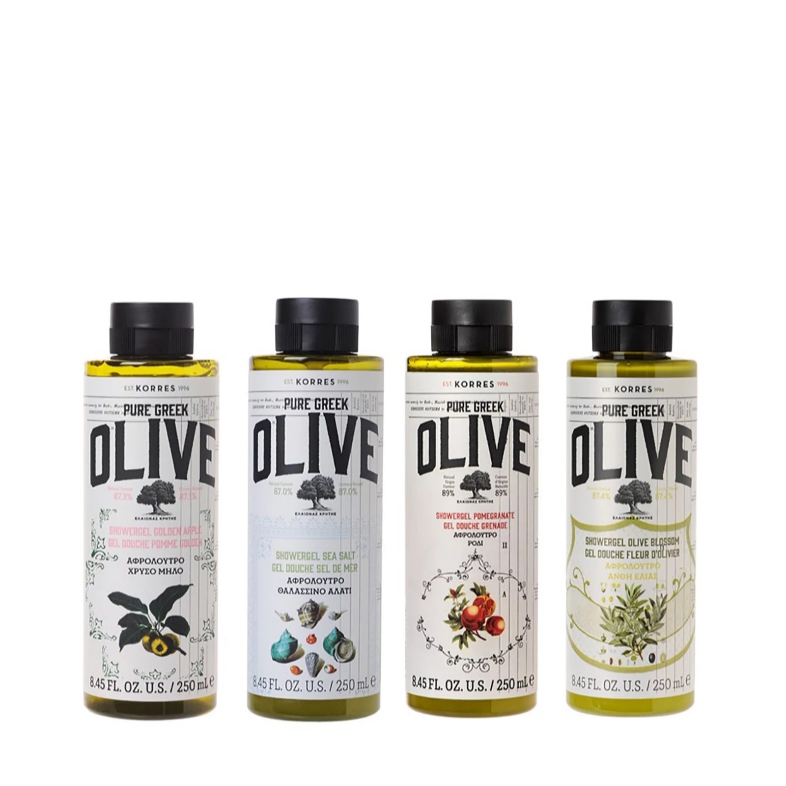 Korres Pure Greek Olive Oil Hydrating Shower Gel 4 Piece Collection