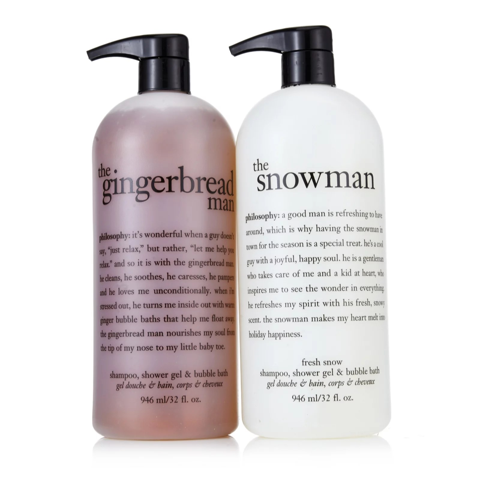 Philosophy 2 Piece Snow Man & Gingerbread Man Shower Gel QVC UK