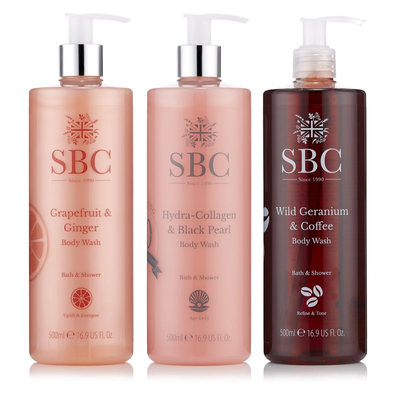SBC 3 Piece Bath & Shower Collection 500ml QVC UK