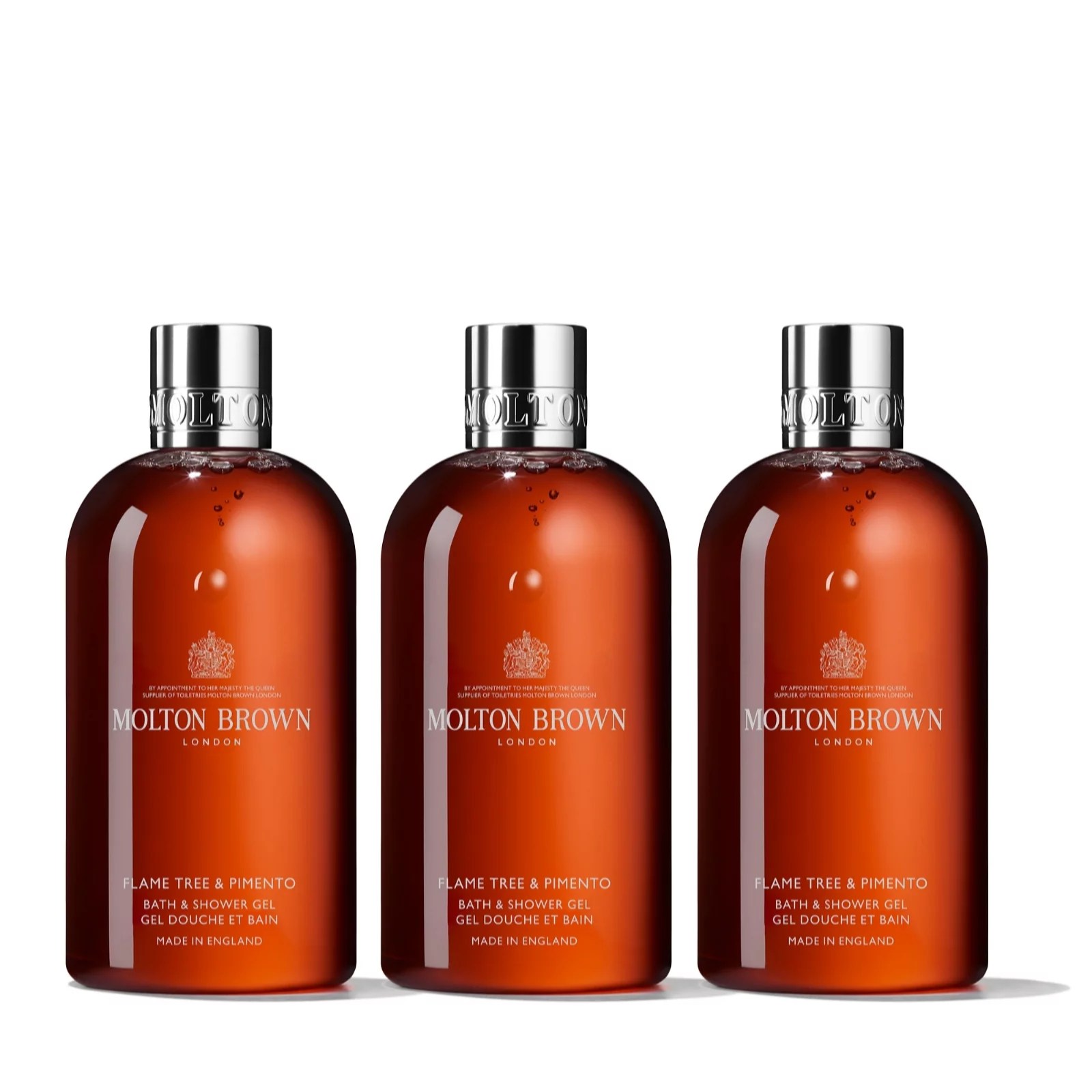 Molton Brown 3 Piece Flametree & Pimento Body Wash Collection QVC UK