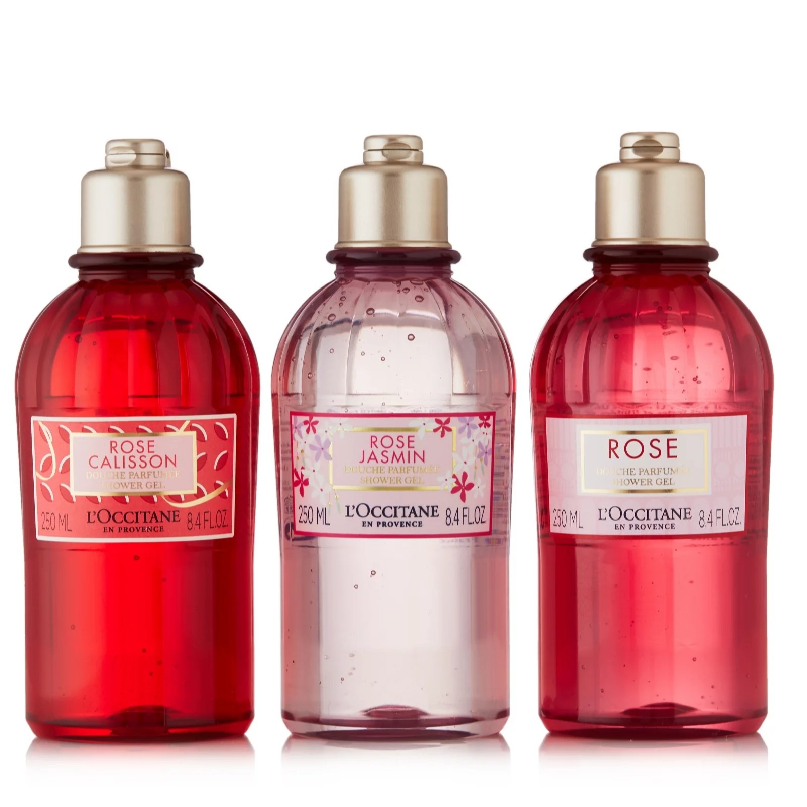 L'Occitane 3 Piece Coming Up Roses Shower Gel 250ml Set QVC UK