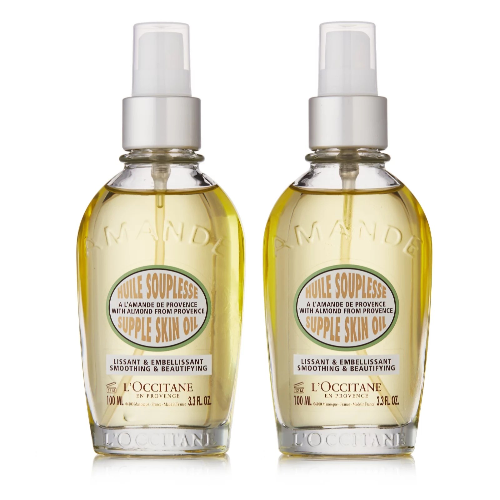 L'Occitane Almond Supple Skin Oil 100ml Duo QVC UK