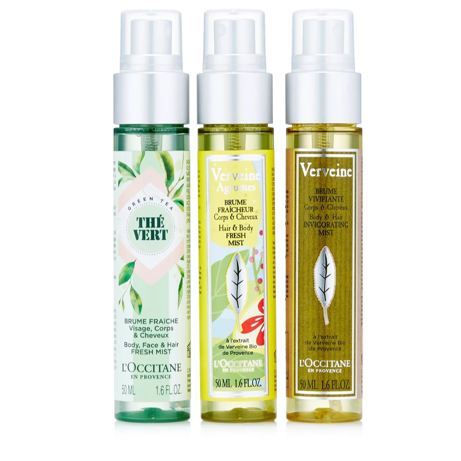 L'Occitane Refreshing Hair & Body Mist Trio QVC UK