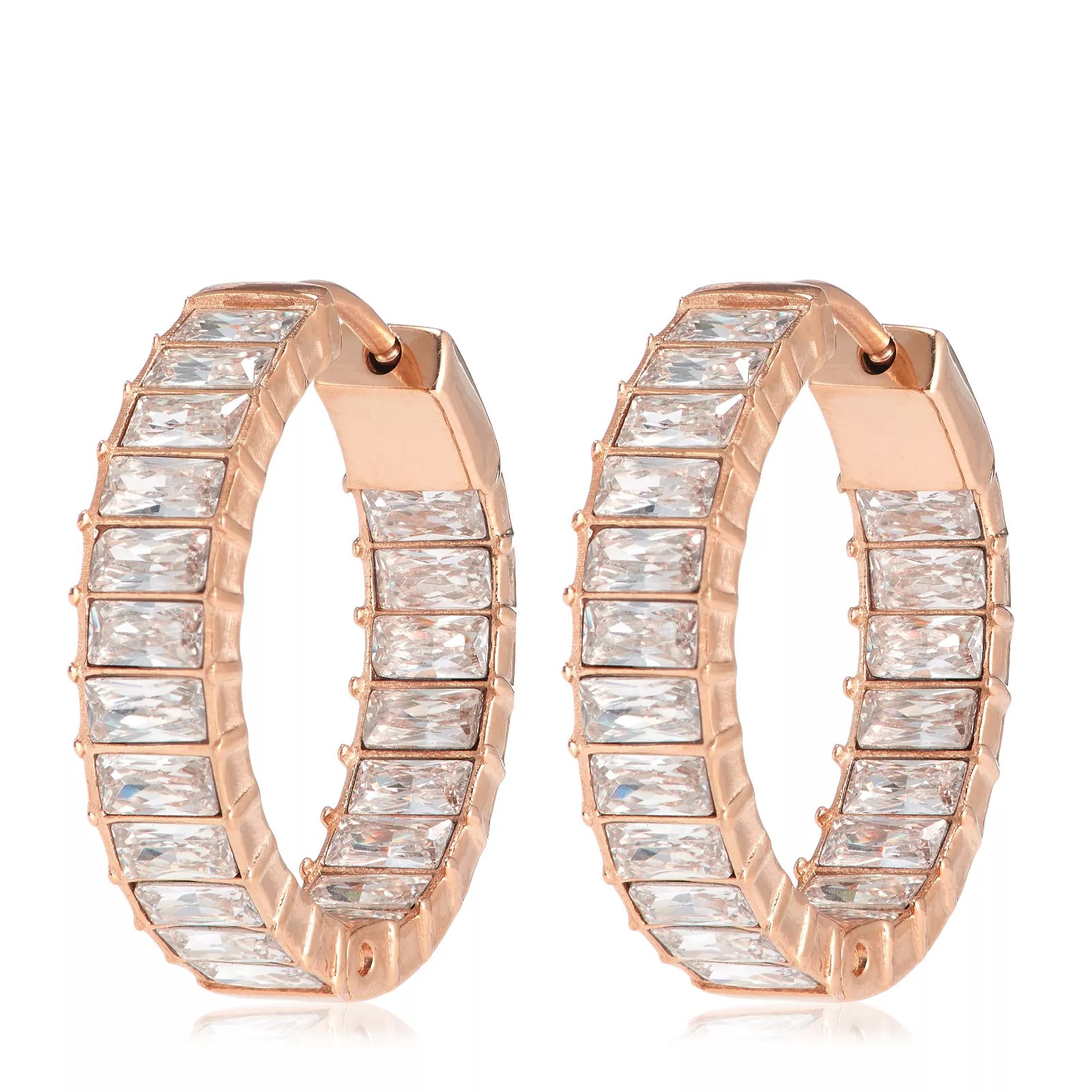 Steel by Diamonique Hoop Earrings & Bracelet Set Stainless Steel QVC UK