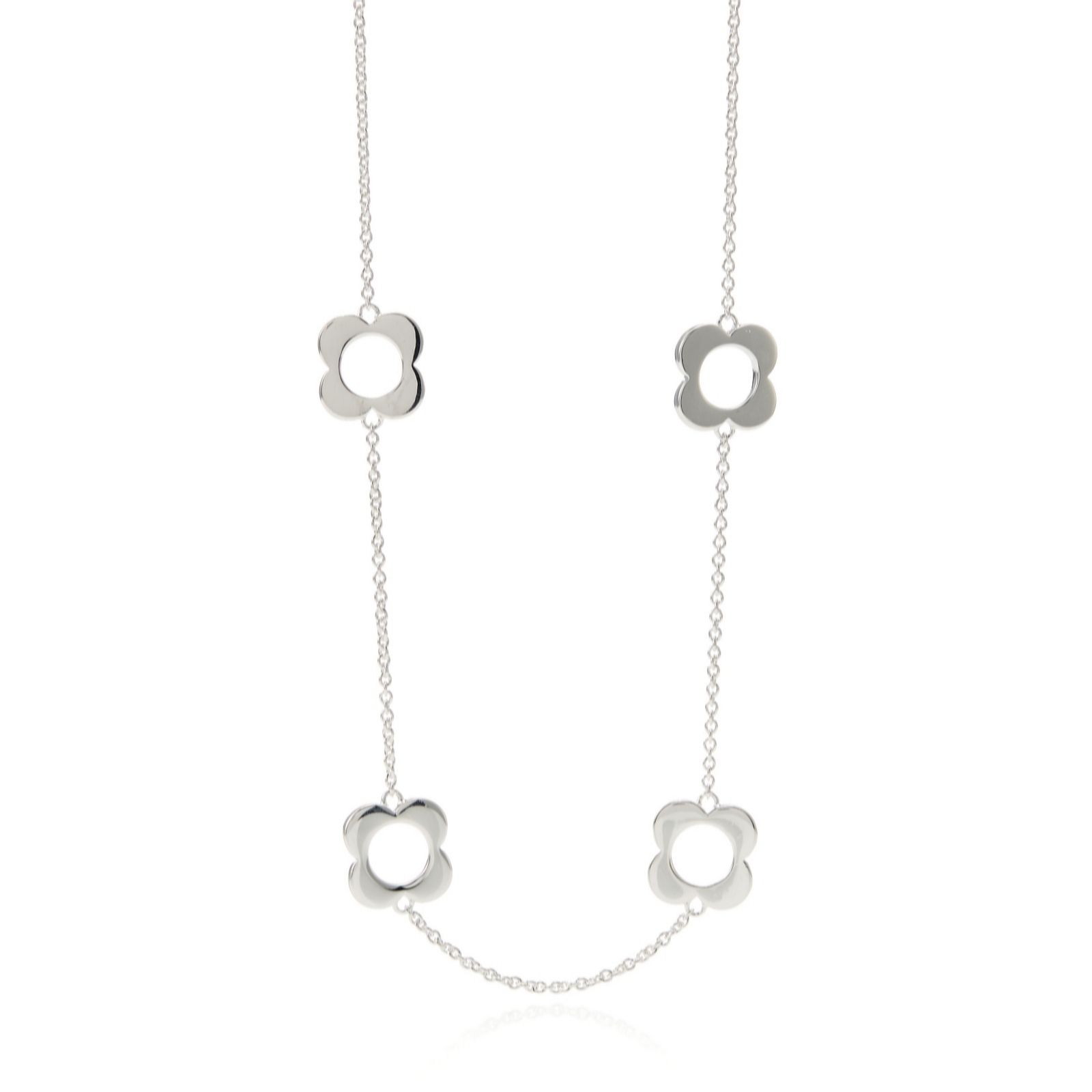 Outlet Orla Kiely Four Point Flower Necklace Sterling Silver QVC UK