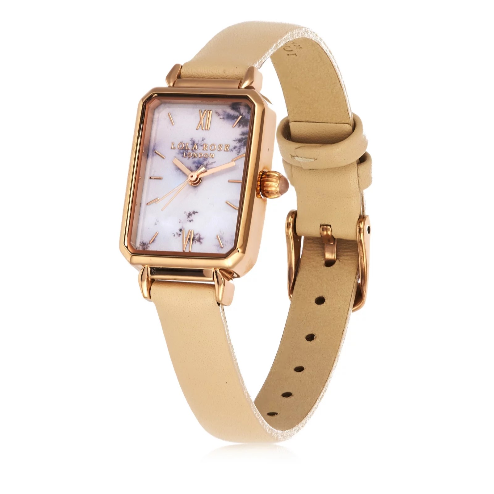 Lola Rose Rectangle Printed Dial Watch with Leather Strap QVC UK