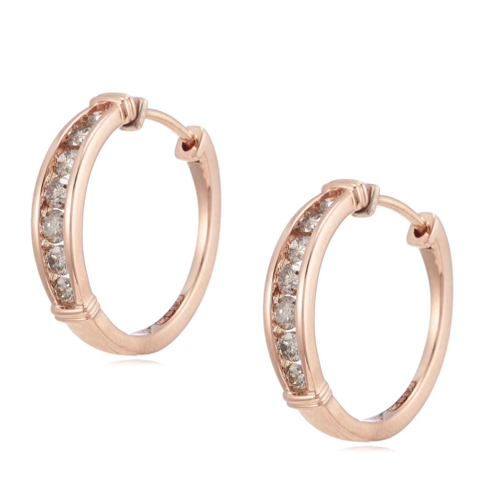 0.75ct Champagne Diamond Hoop Earrings 9ct Gold QVC UK