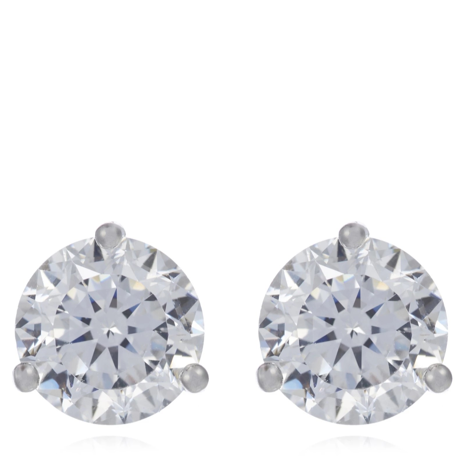 Diamonique 2.2ct tw 3 Prong Stud Earrings Sterling Silver QVC UK