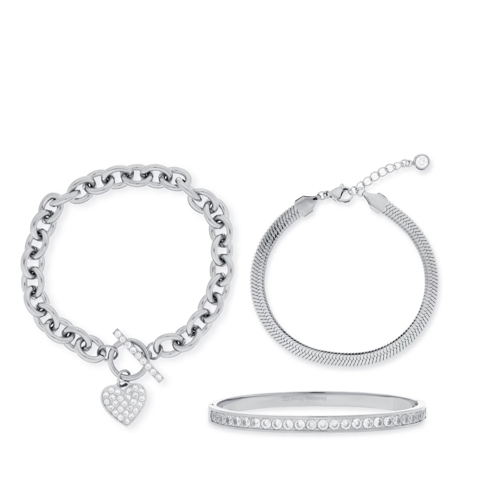 Steel for Diamonique Boxed Bracelet Set Stainless Steel QVC UK