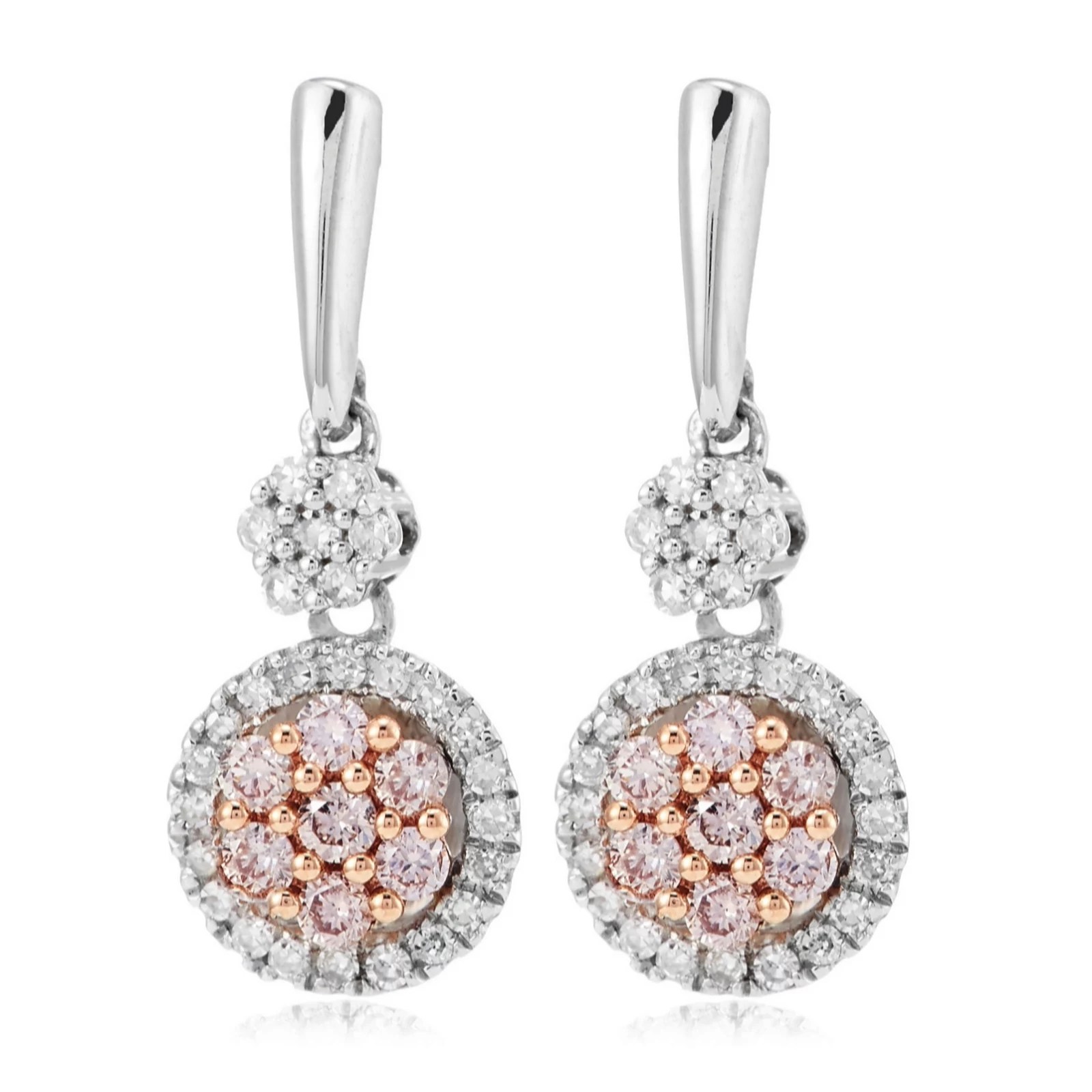 0.30ct Natural Pink Diamond Drop Earrings 9ct Gold QVC UK