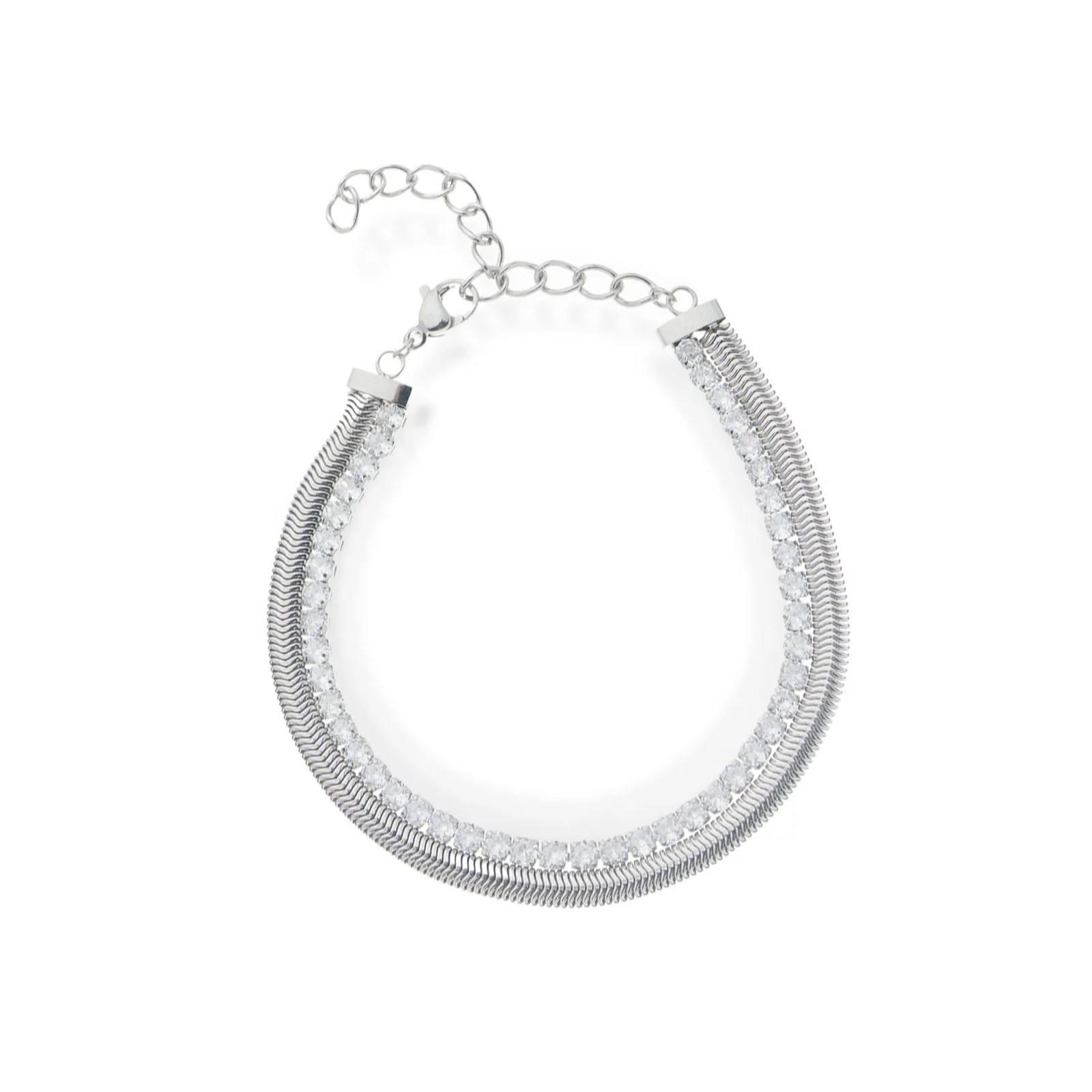 Steel by Diamonique Two Row Bracelet Stainless Steel QVC UK