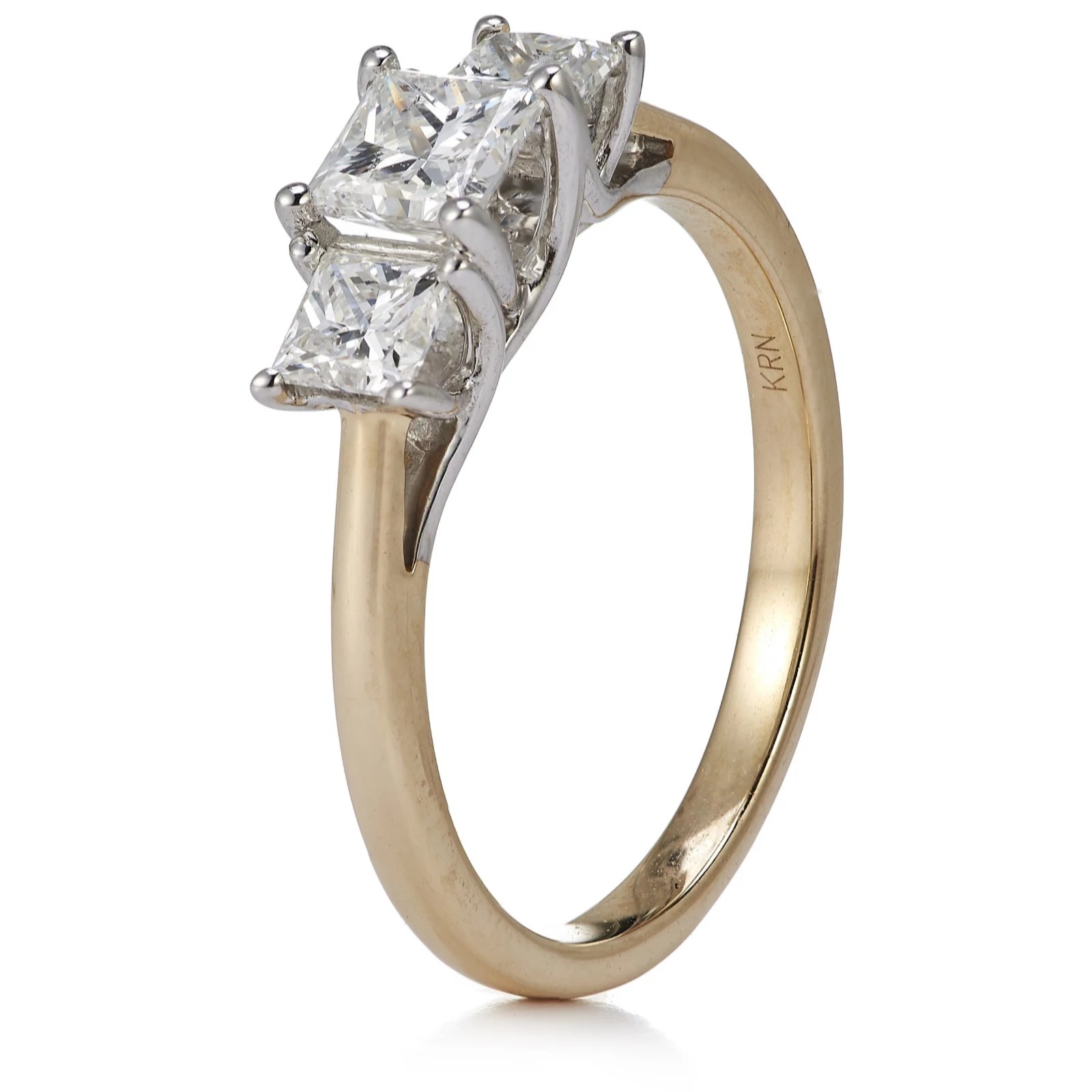 Outlet 1.00ct Certified Diamond Princess Cut Trilogy Ring 9ct Gold QVC UK