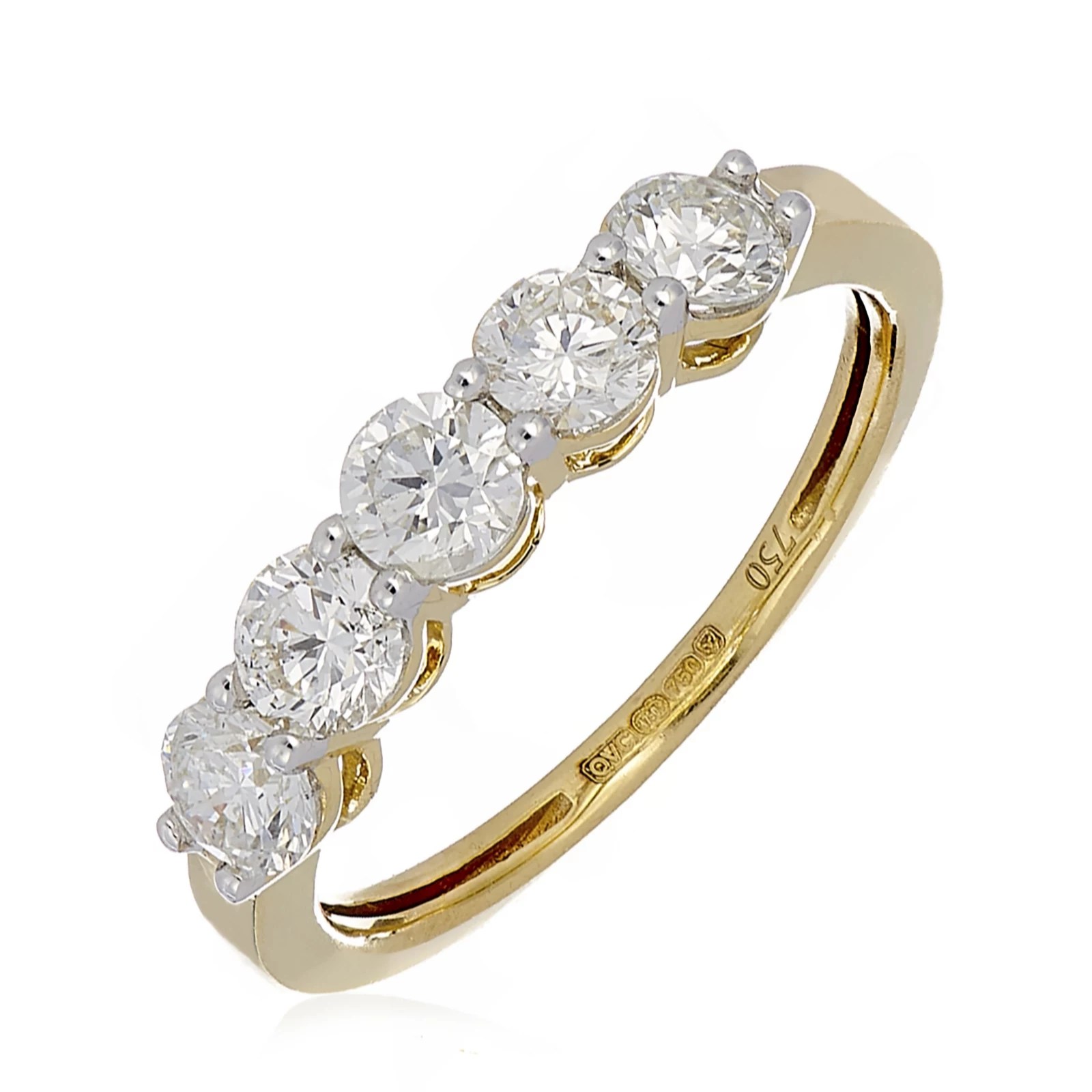 1.00ct Diamond 5 Stone Eternity Ring 18ct Gold QVC UK