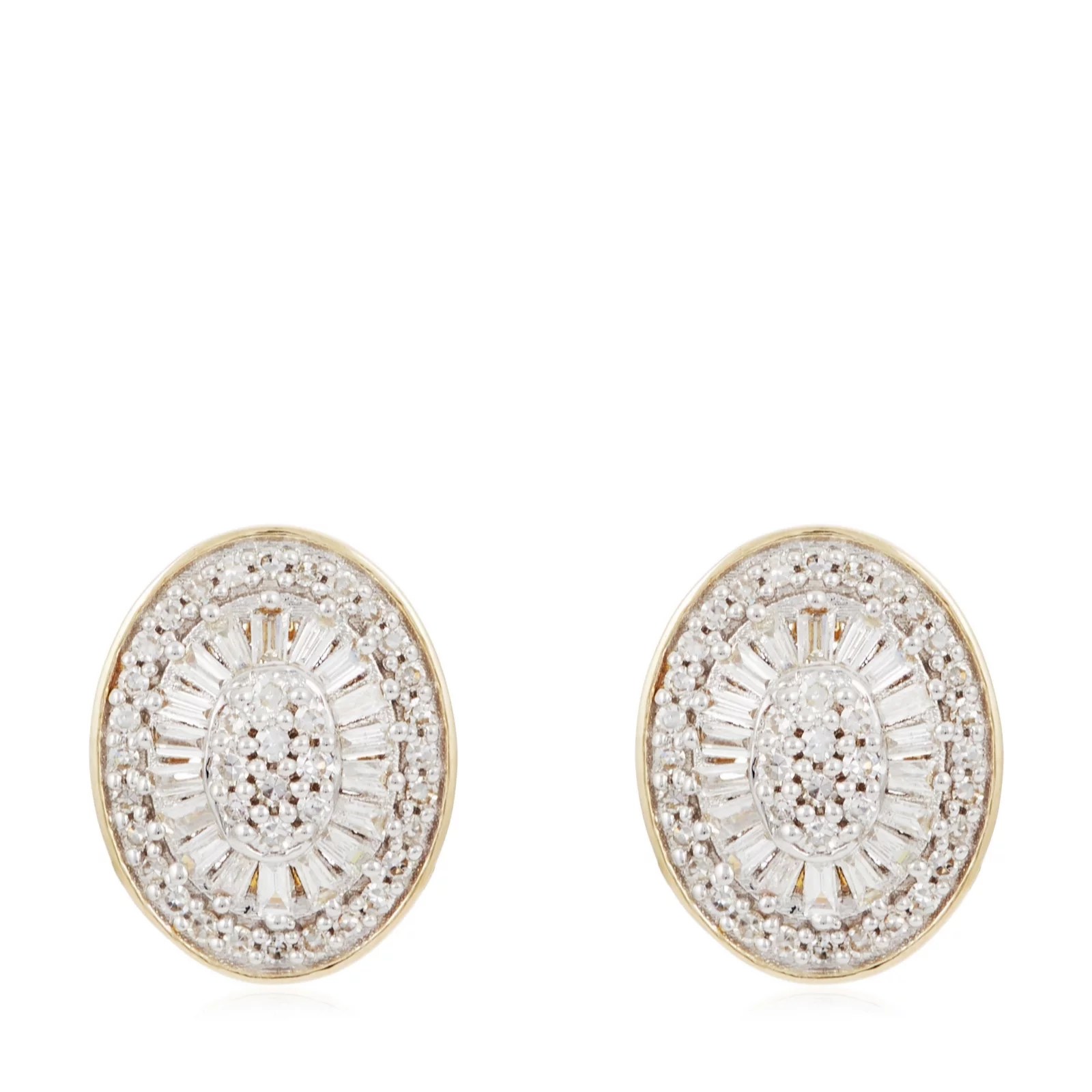 Outlet 0.60ct Diamond Oval Mixed Cut Cluster Stud Earrings 9ct Gold QVC UK
